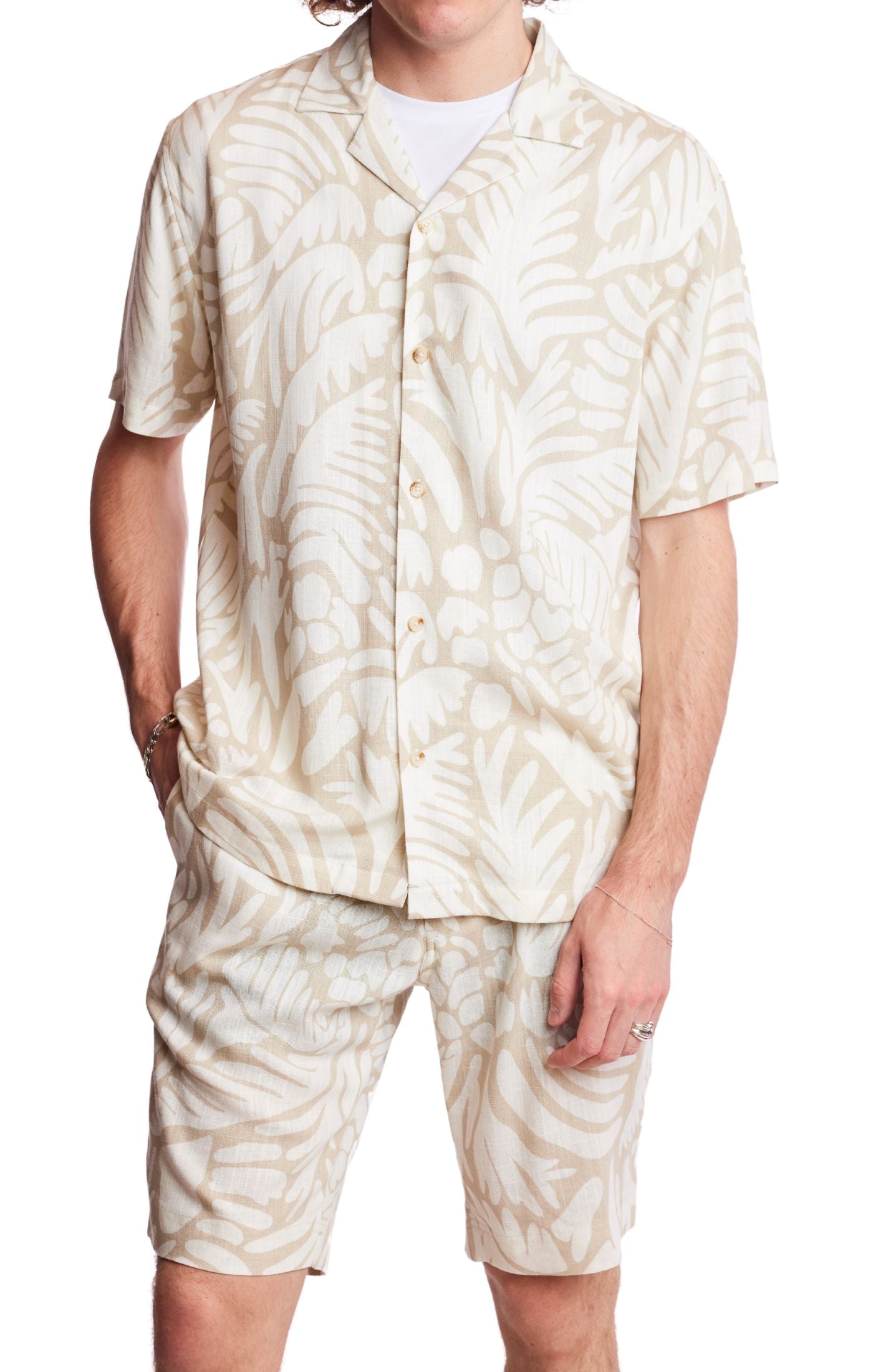 Camp Collar Shirt - Tan & Cream