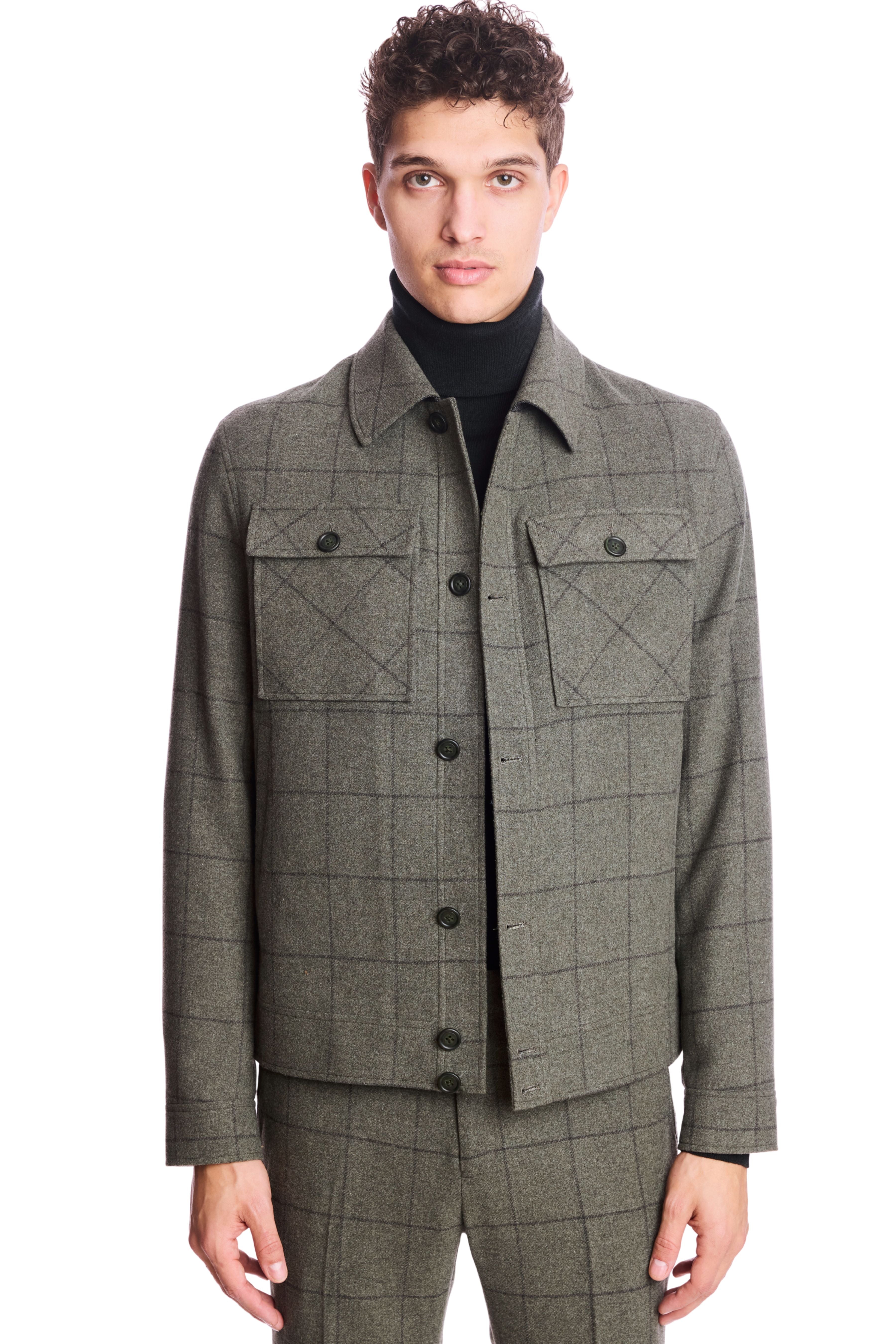 Hilo Button Jacket - Sage Windowpane