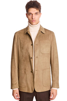  New City Button Up Jacket - Taupe Microsuede