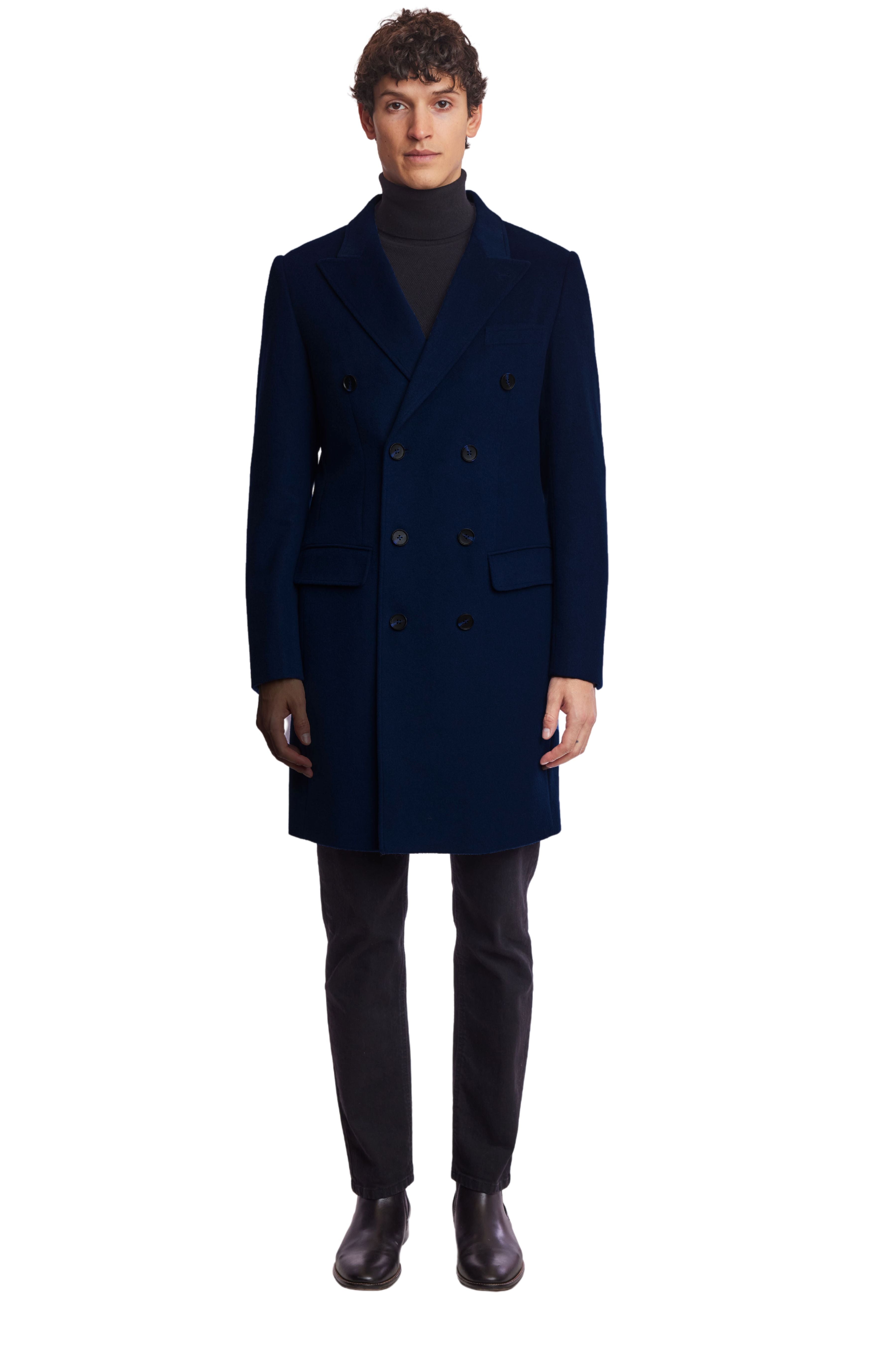 Peak DB Coat - slim - Dark Navy Soft Touch