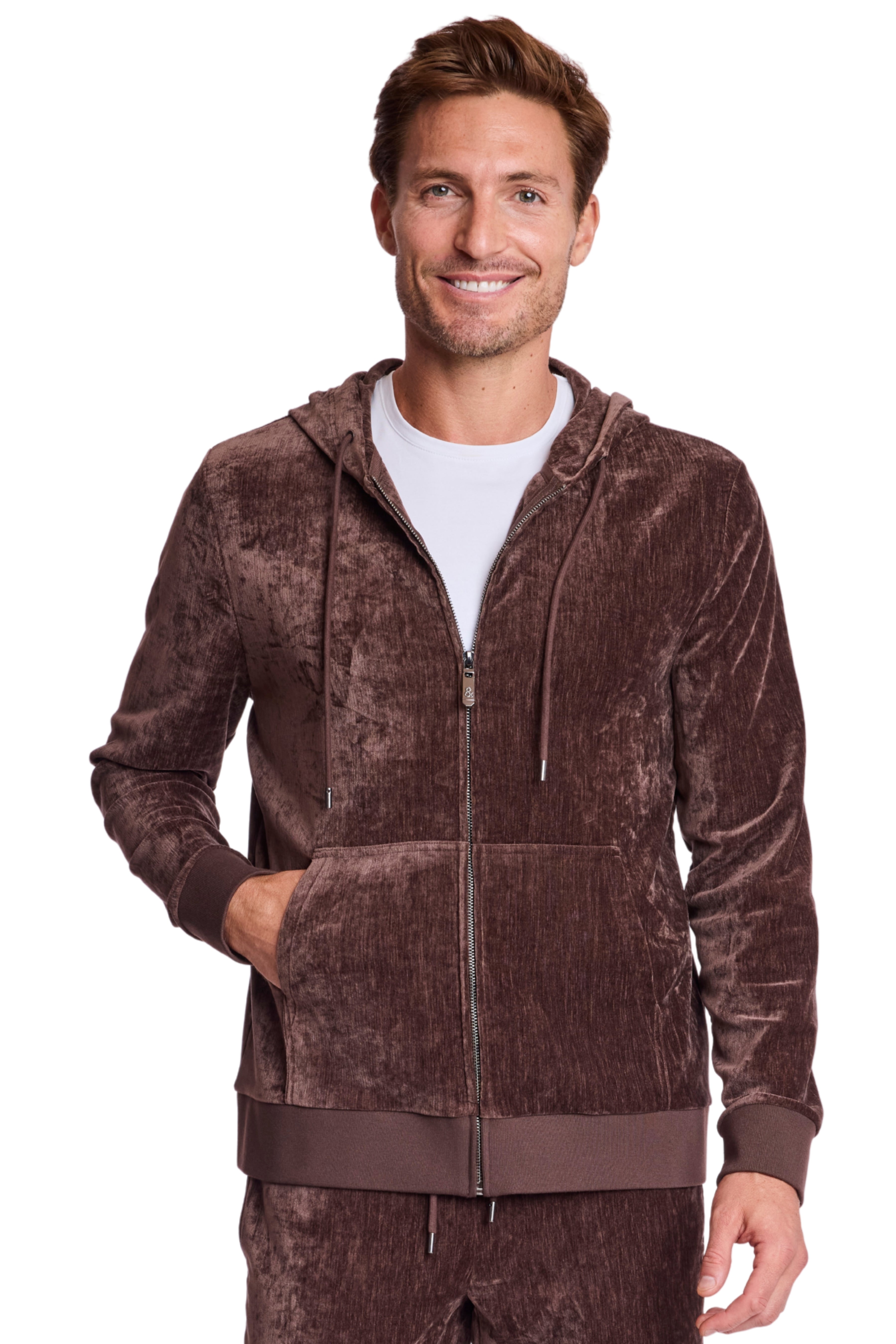 Velvet Zip-Up Hoody - Chocolate Brown Velvet
