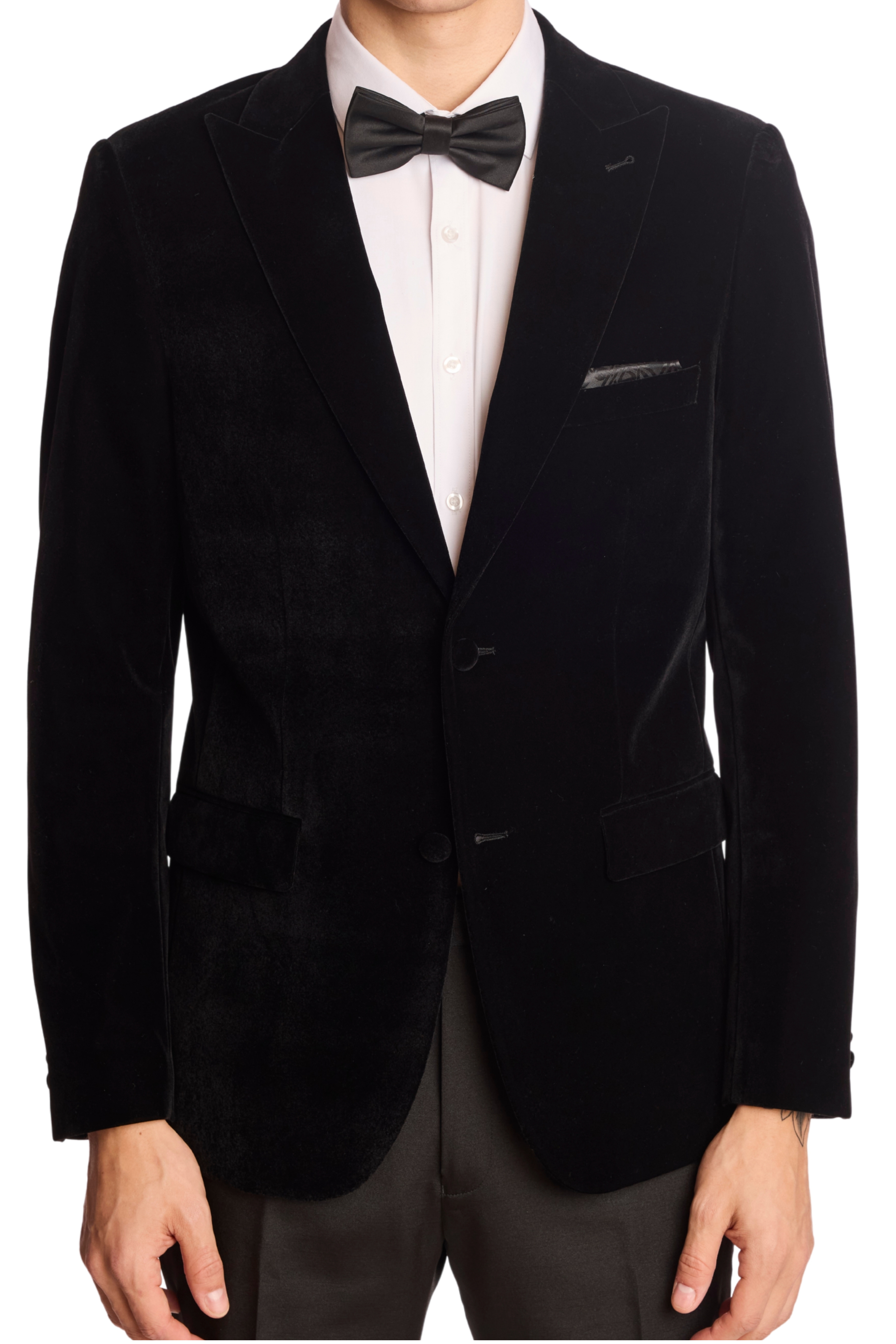 Kyle Big Peak Tux Jacket - slim - Black Velvet