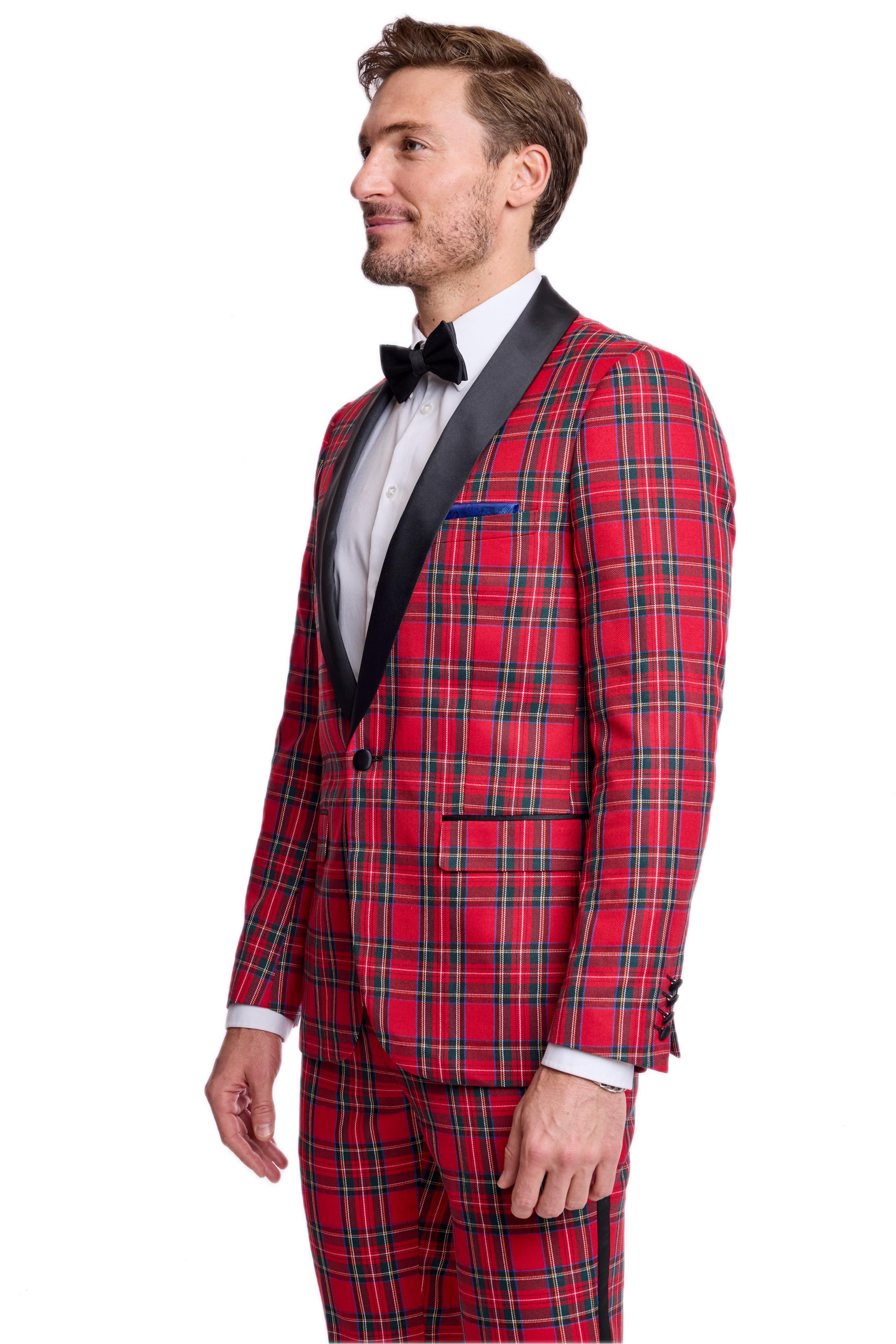 Osborne Shawl Tux Jacket - slim - Red Royal Tartan