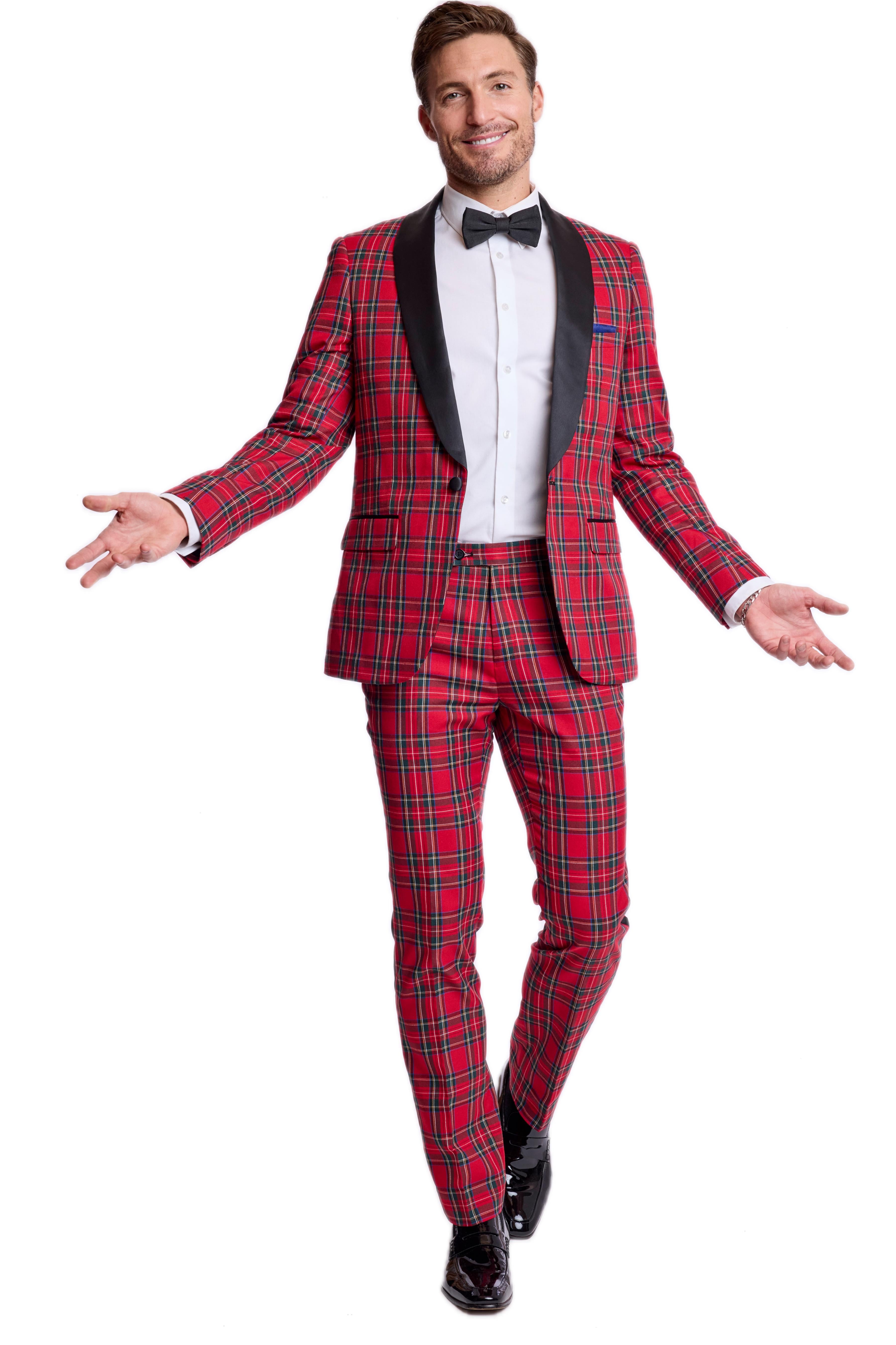 Osborne Shawl Tux Jacket - slim - Red Royal Tartan
