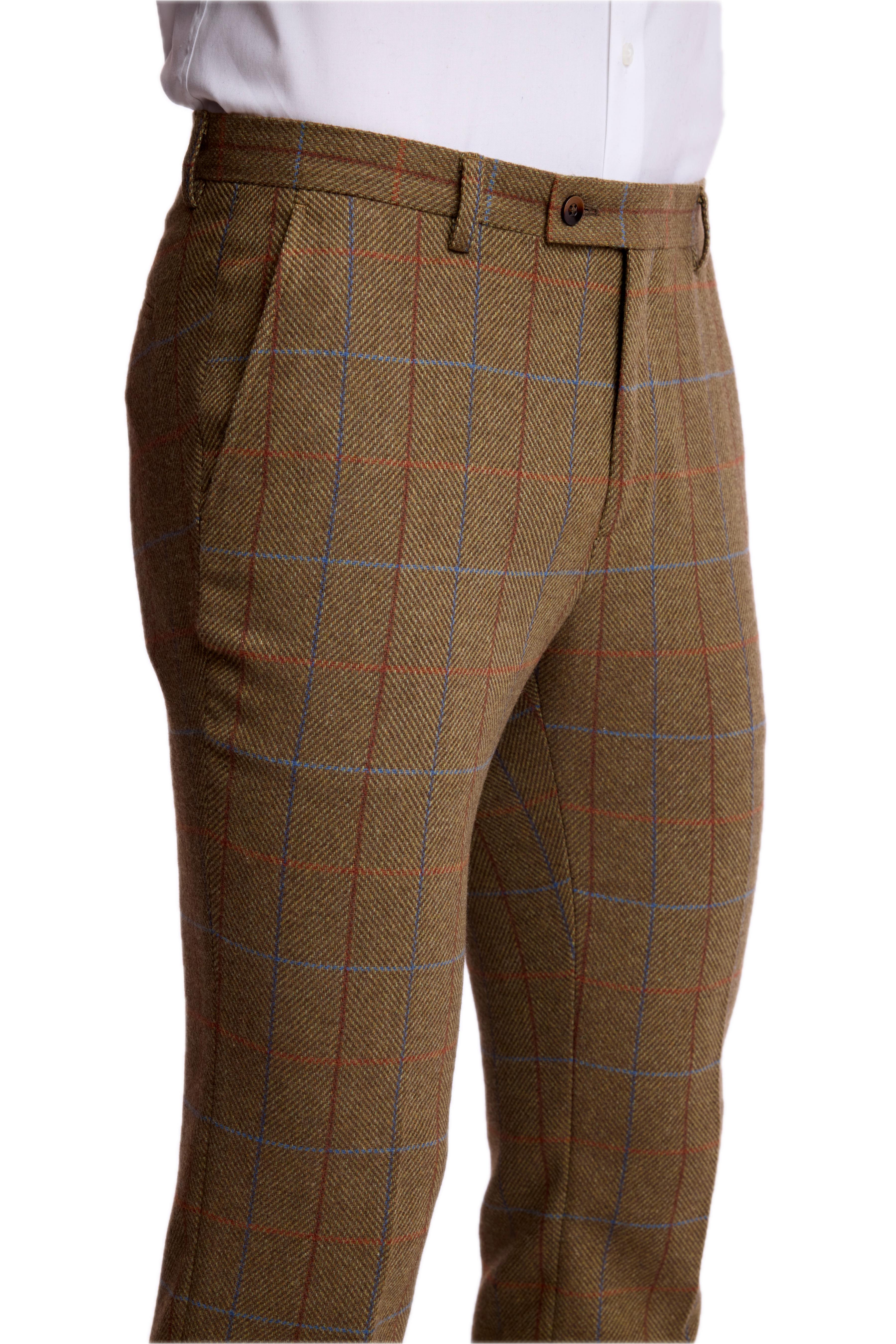 Downing Pants - slim - Army Herringbone Windowpane