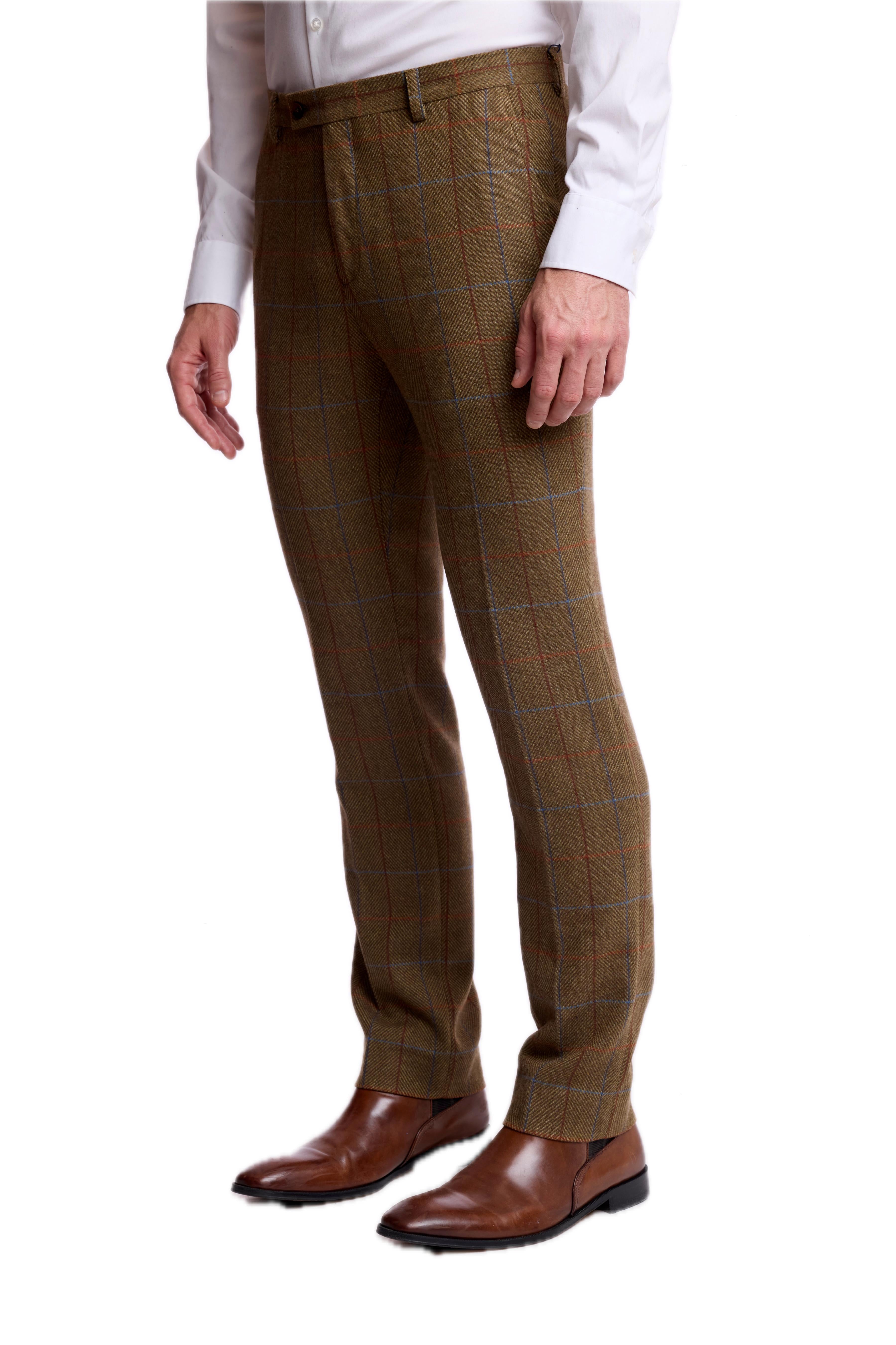 Downing Pants - slim - Army Herringbone Windowpane