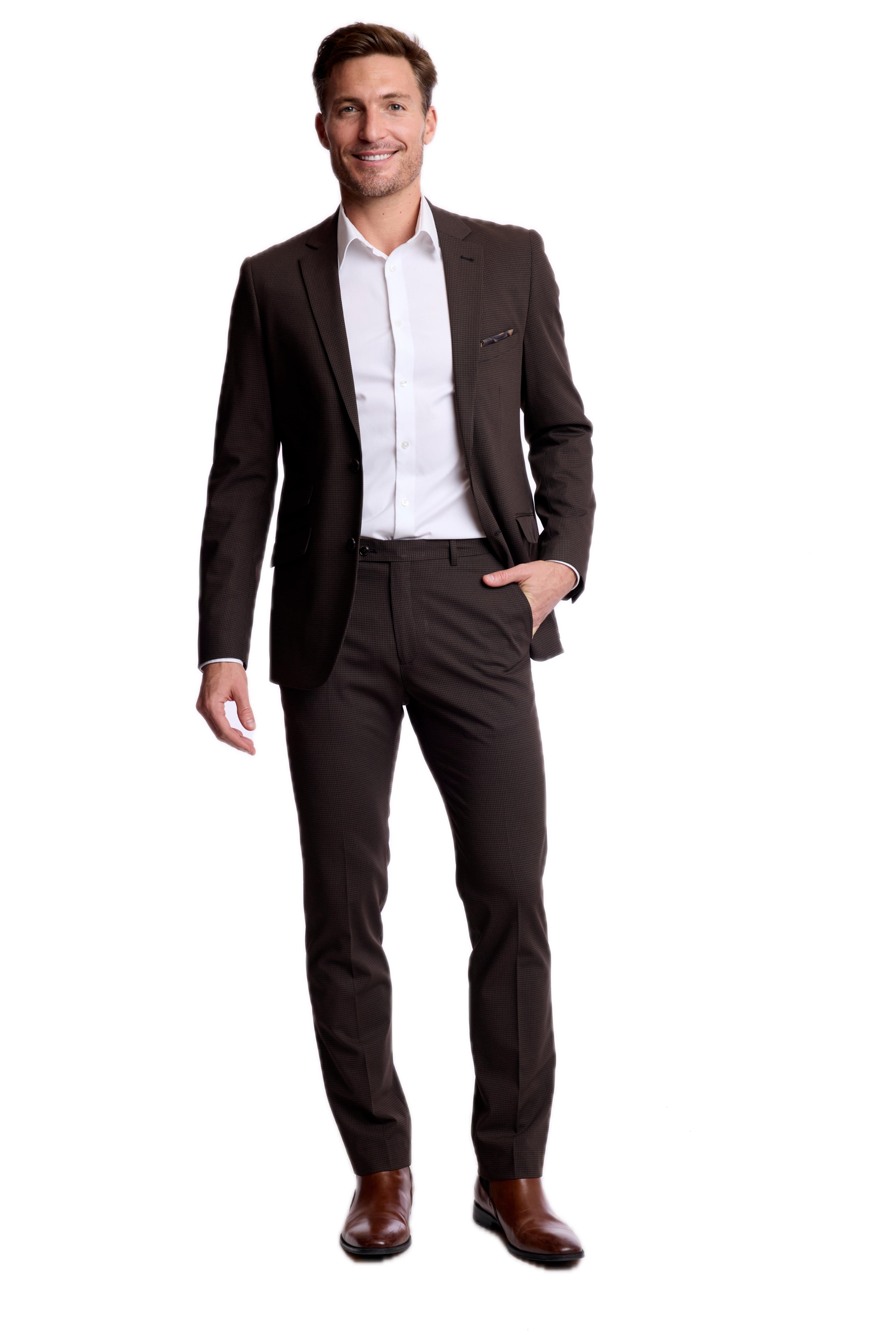 Dover Notch Jacket - slim - Chocolate Black Mini Check