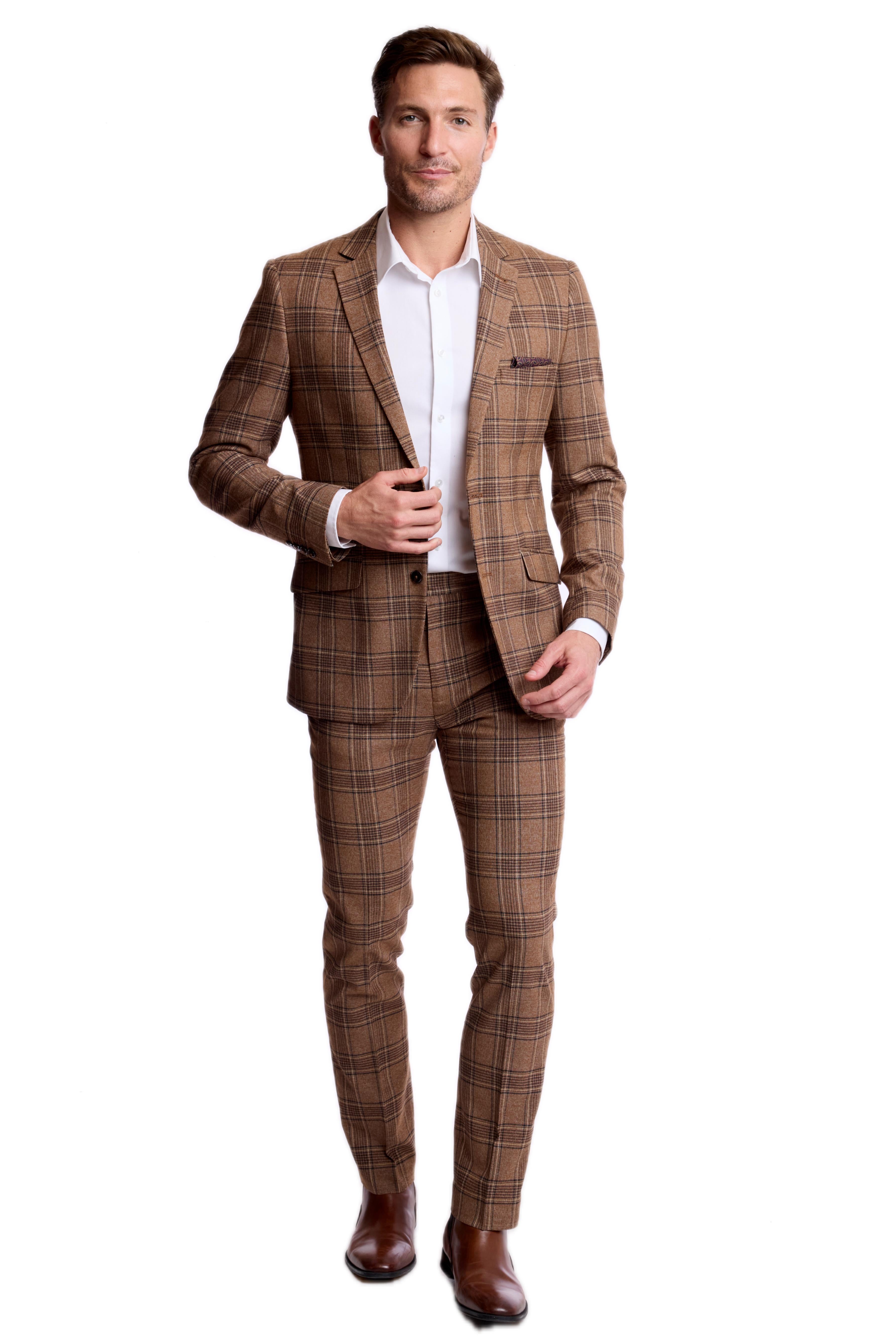 Dover Notch Jacket - slim - Brown Tan Plaid