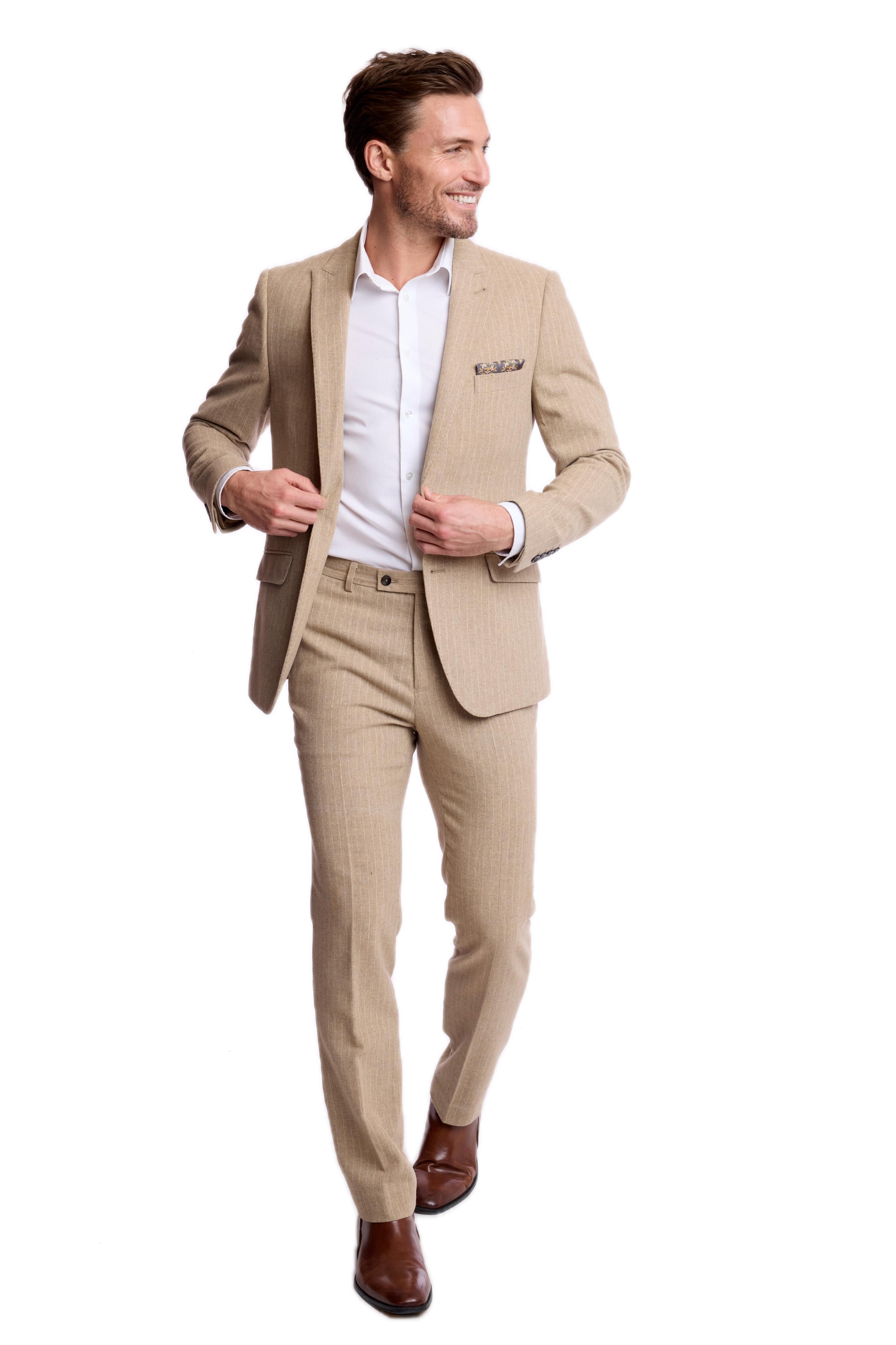 Downing Pants - slim - Harvest Tan Pinstripe