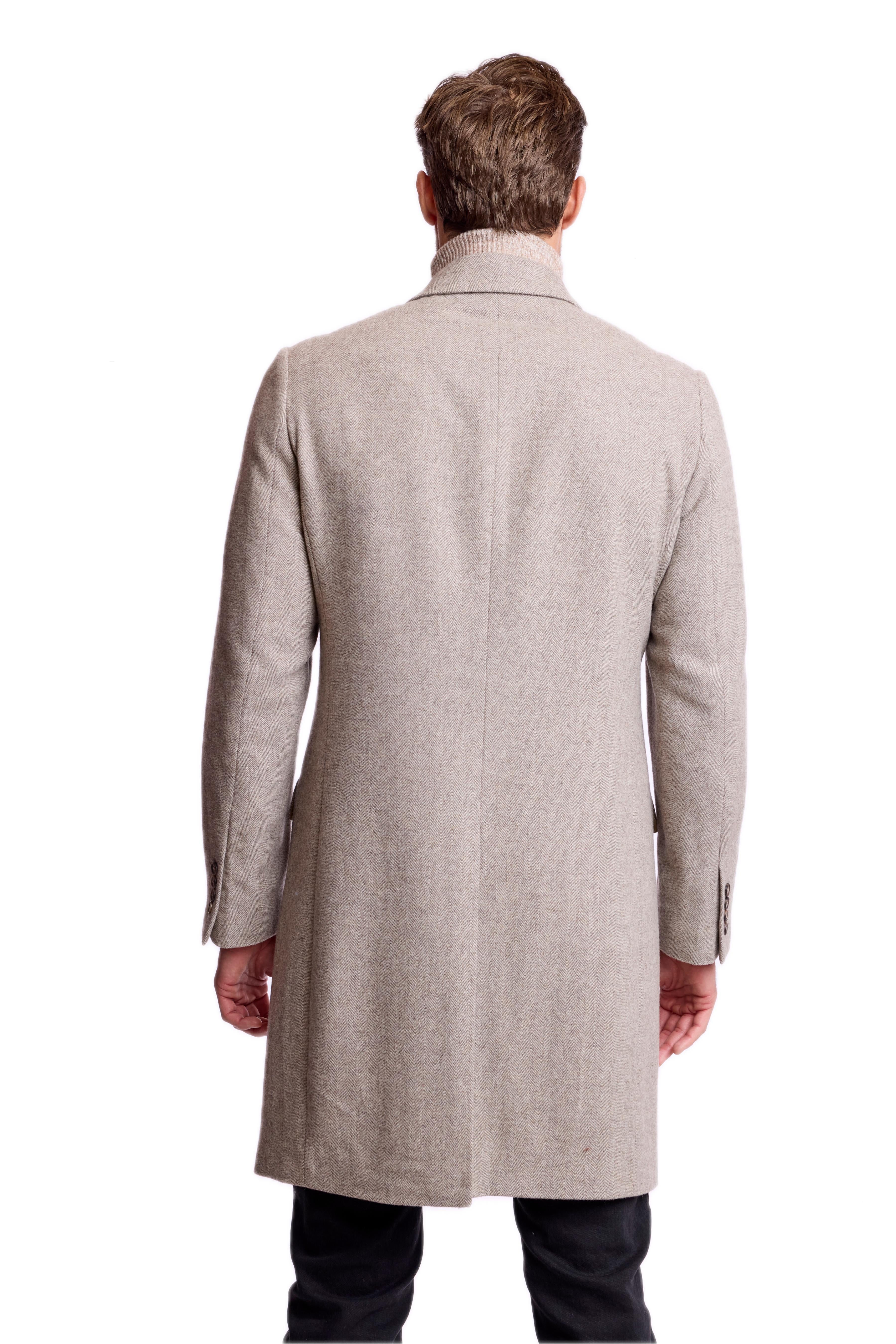 Peak DB Overcoat - slim - Tan Herringbone