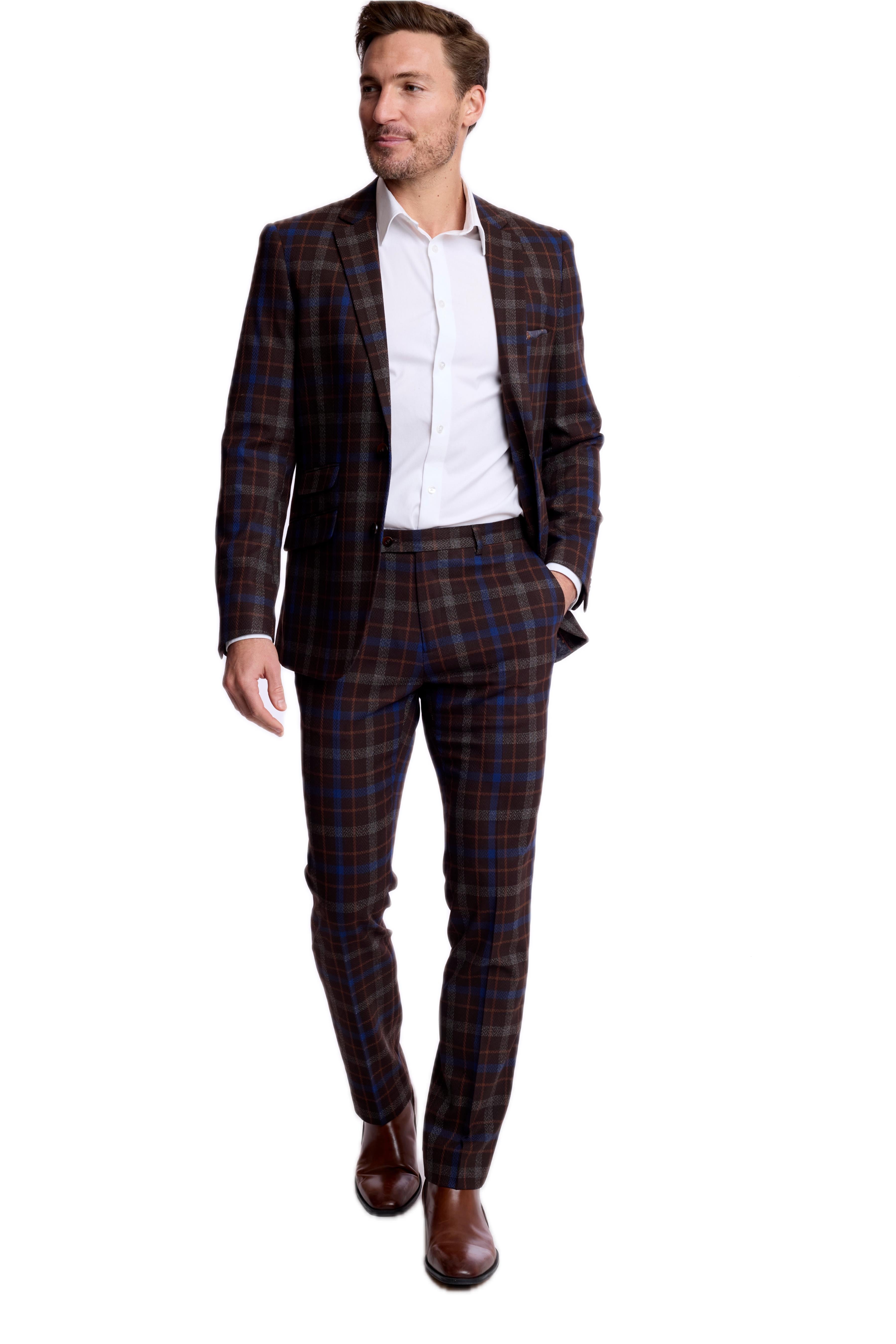 Downing Pants - slim - Chocolate Royal Rust Check
