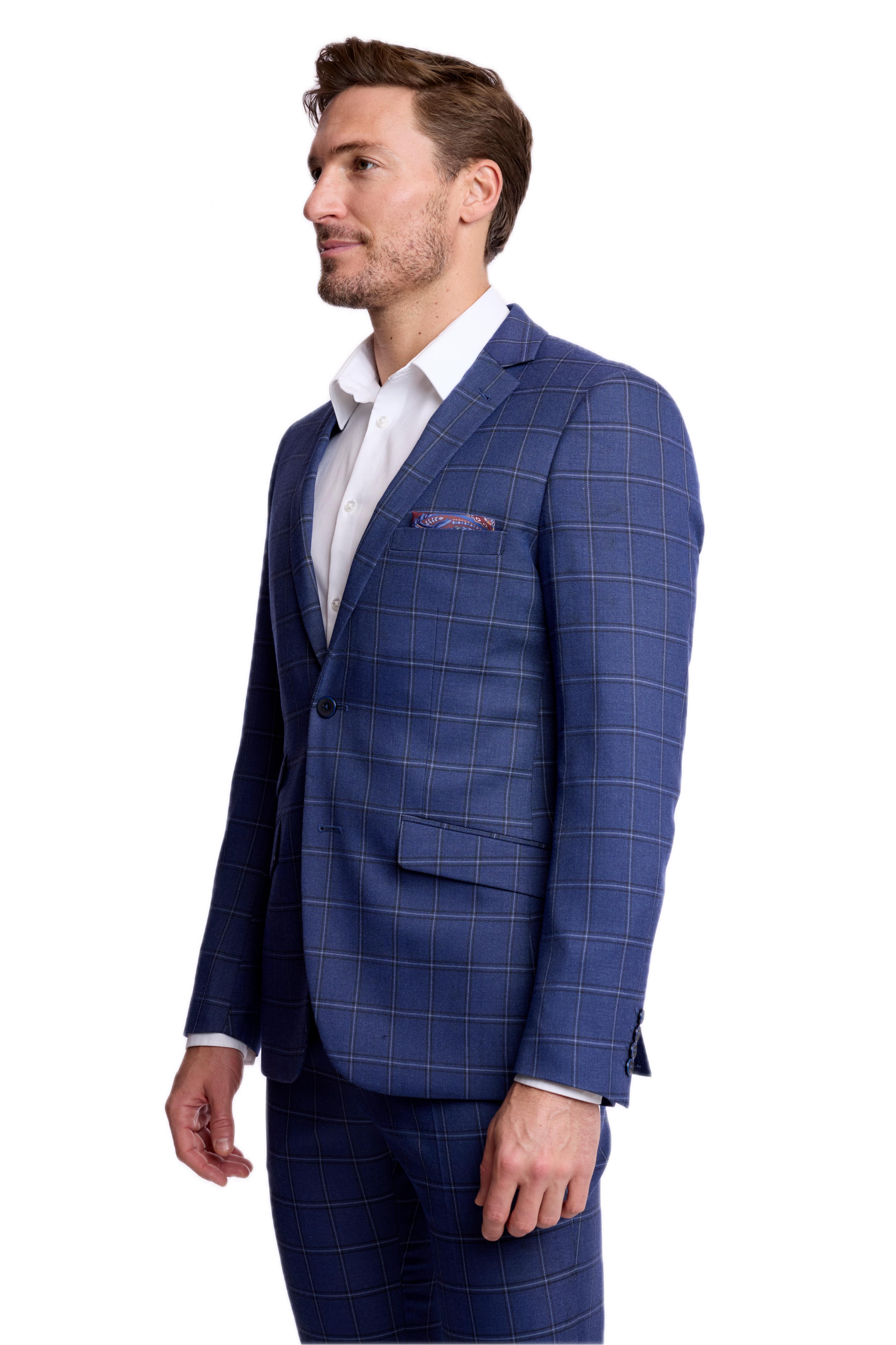 Dover Notch Jacket - slim - Dark Blue Windowpane