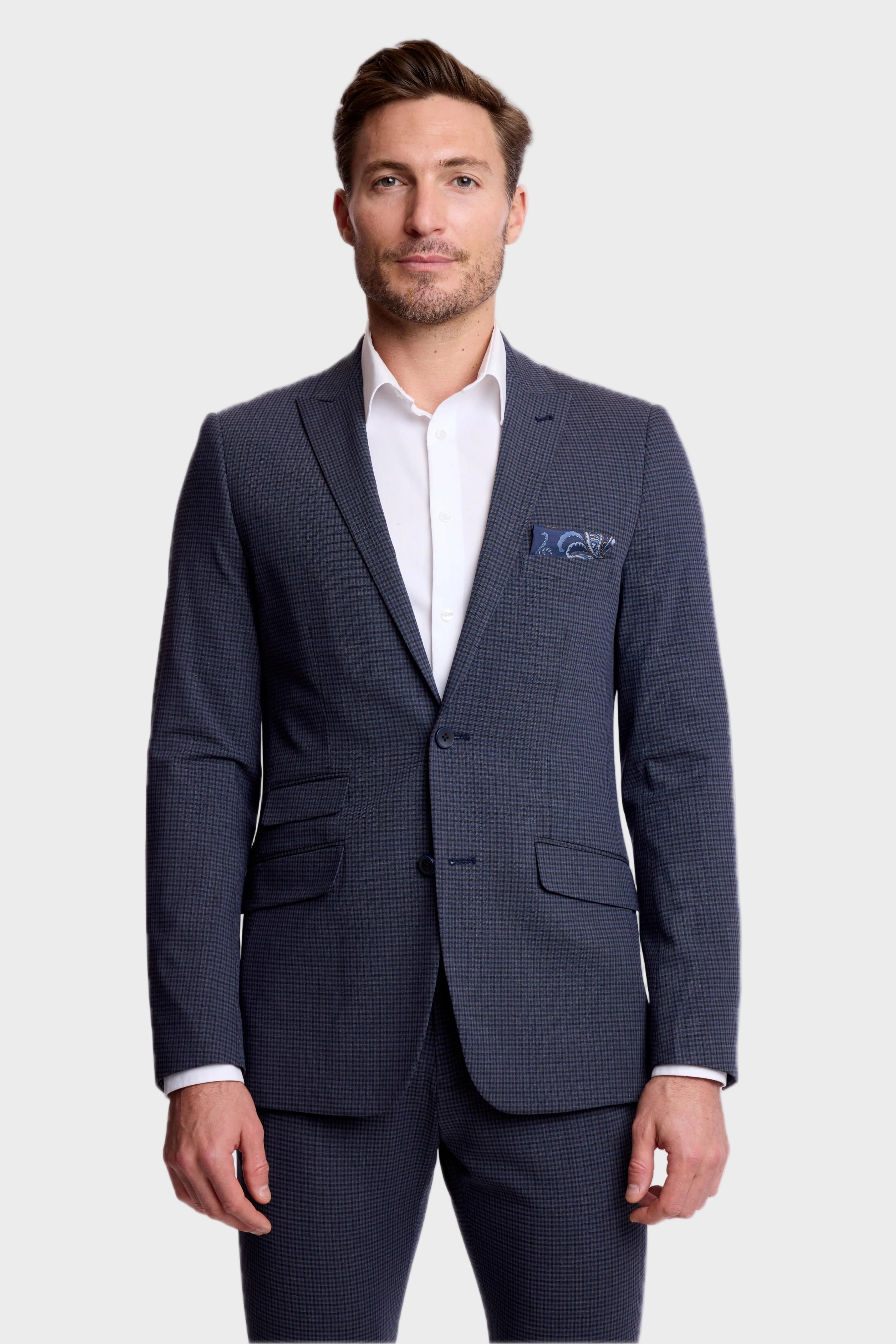 Ashton Peak Jacket - slim - Navy Burgundy Gingham
