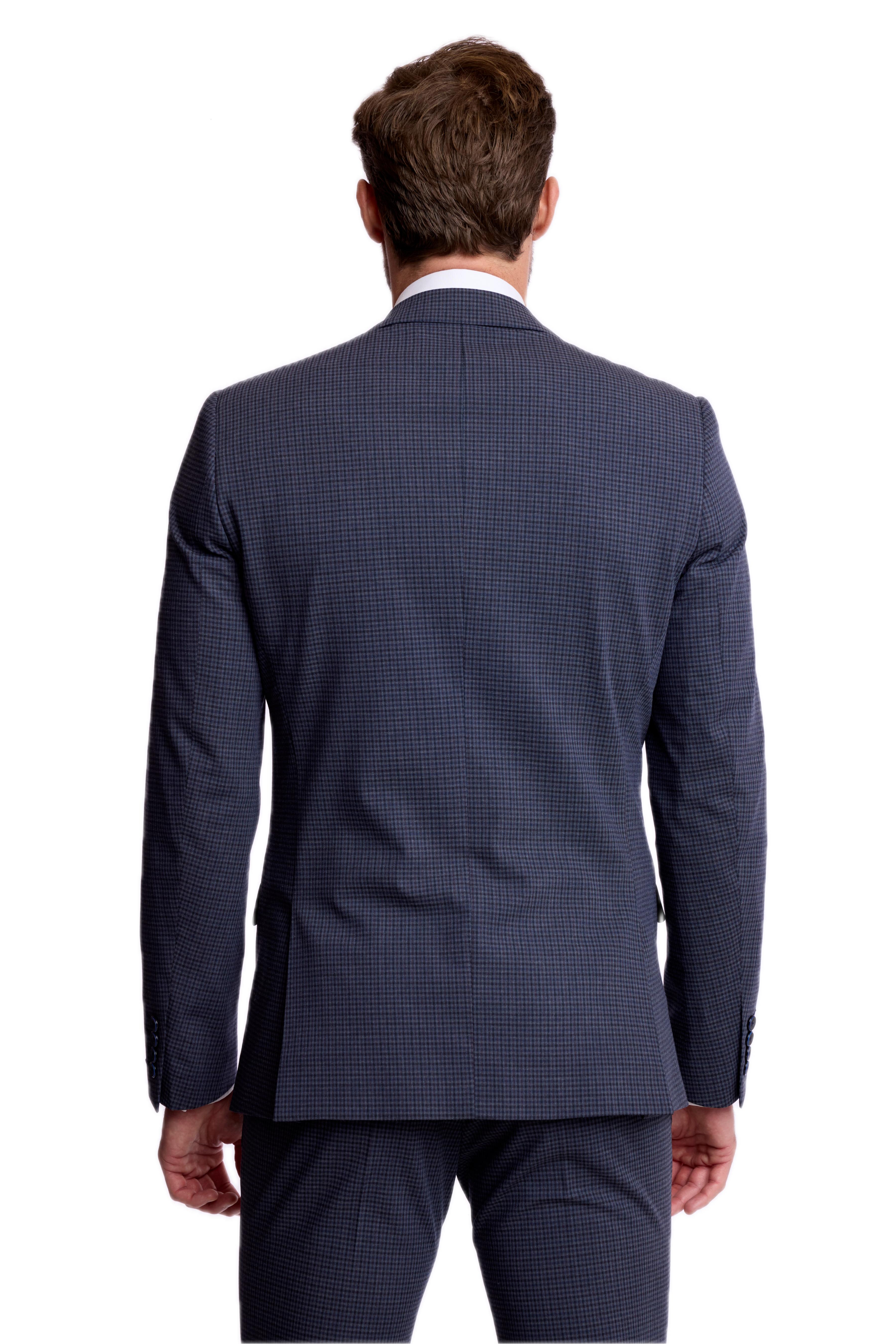 Ashton Peak Jacket - slim - Navy Burgundy Gingham