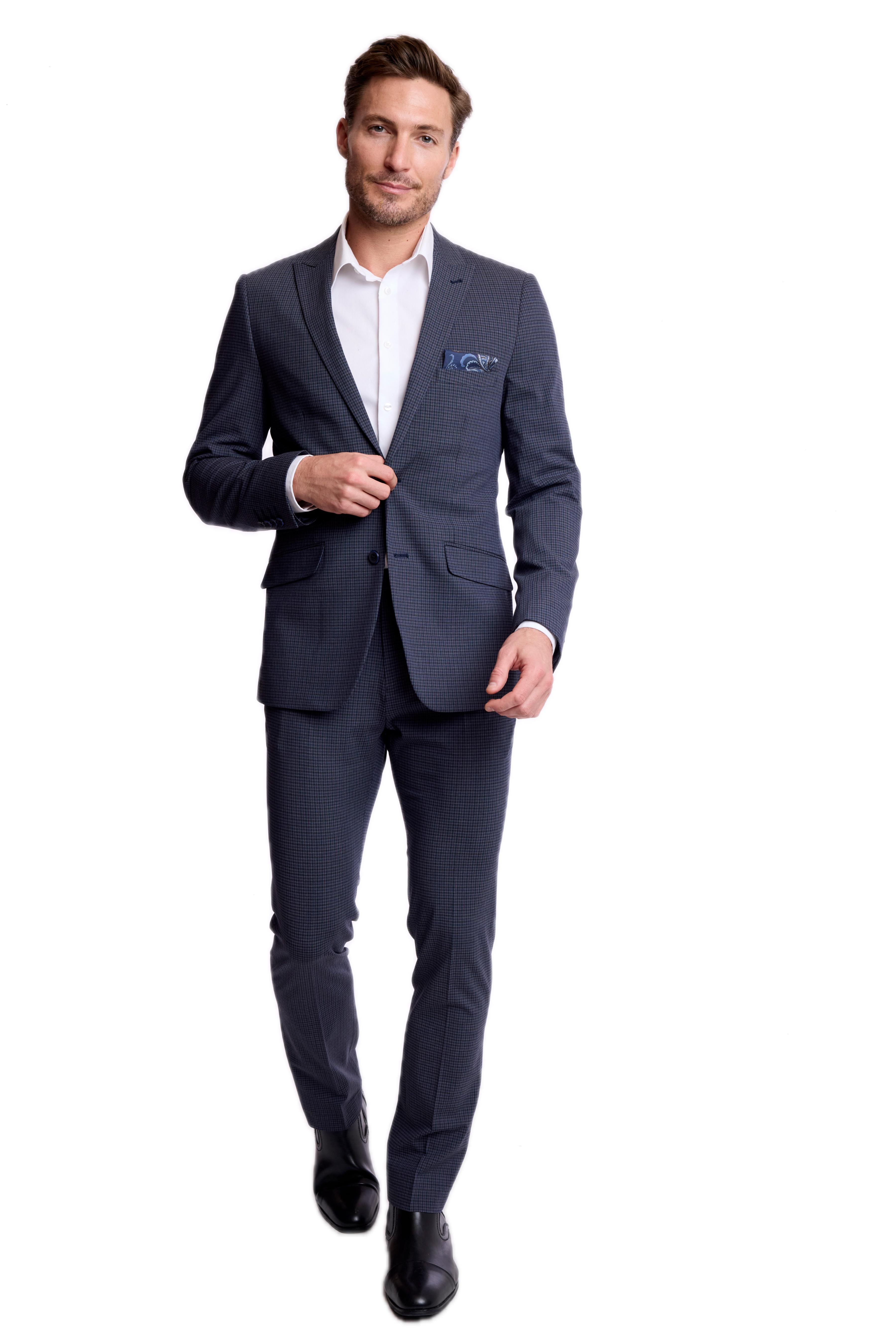Ashton Peak Jacket - slim - Navy Burgundy Gingham