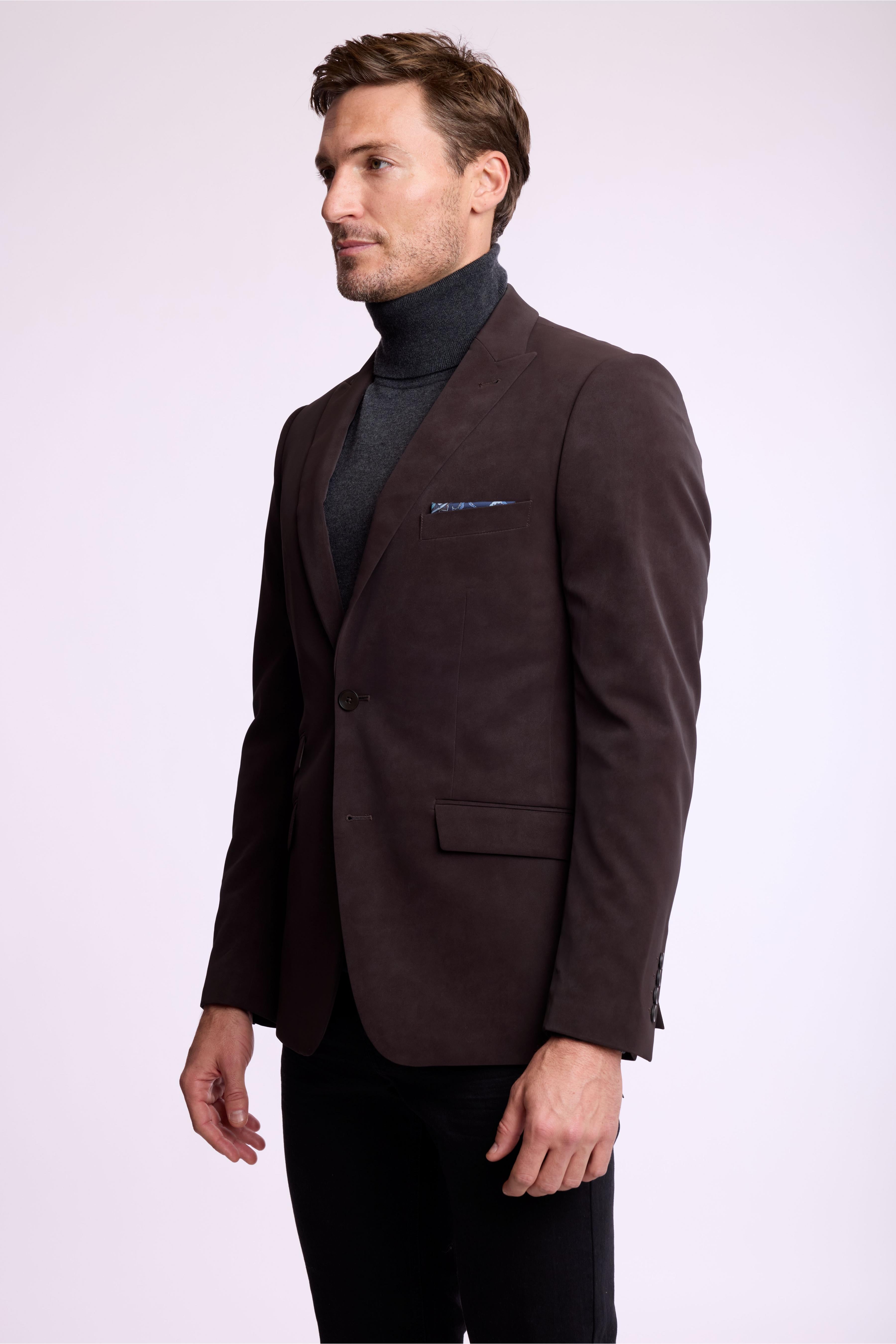 Ashton Peak Sportswear Blazer - Dark Brown Microsuede