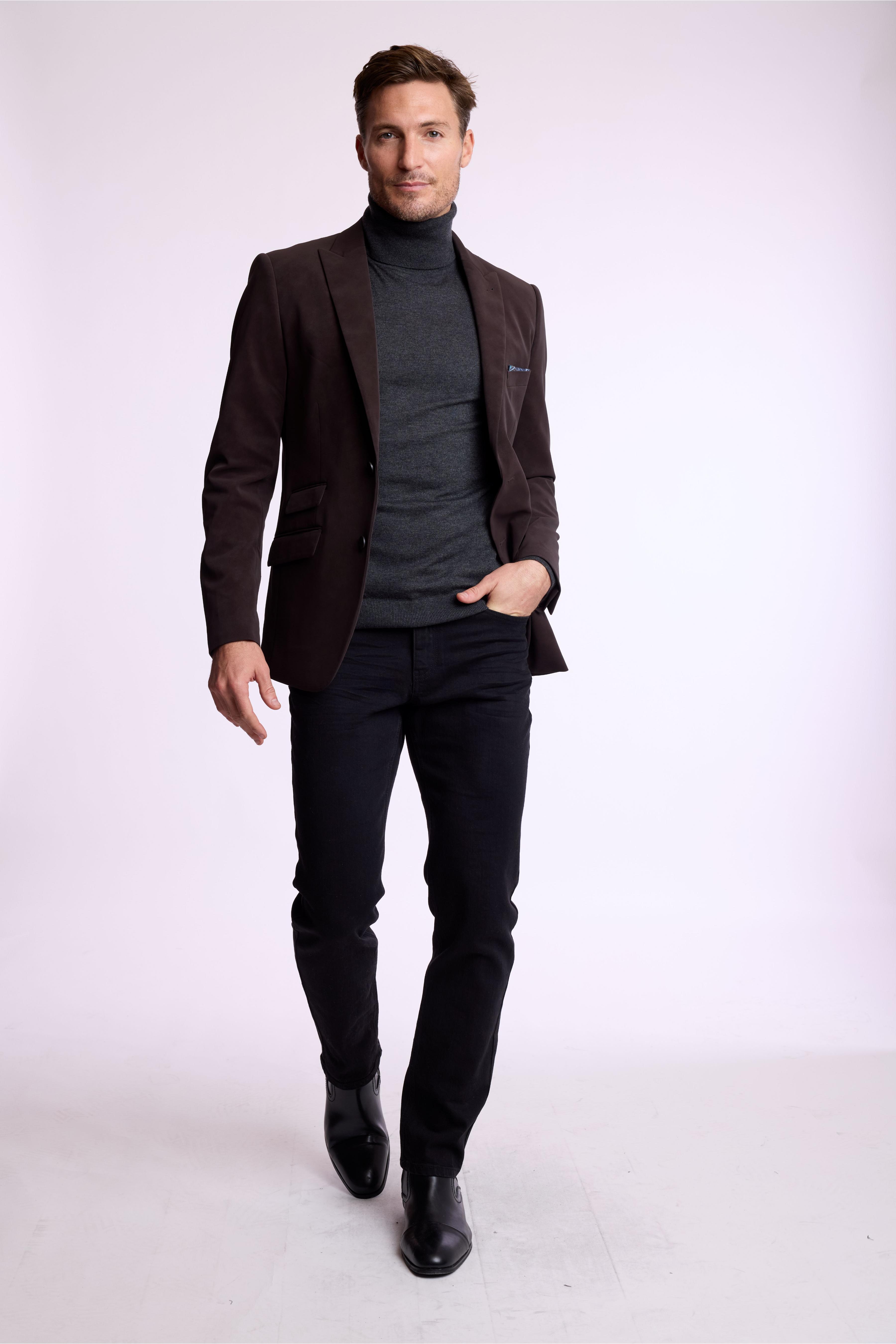 Ashton Peak Sportswear Blazer - Dark Brown Microsuede