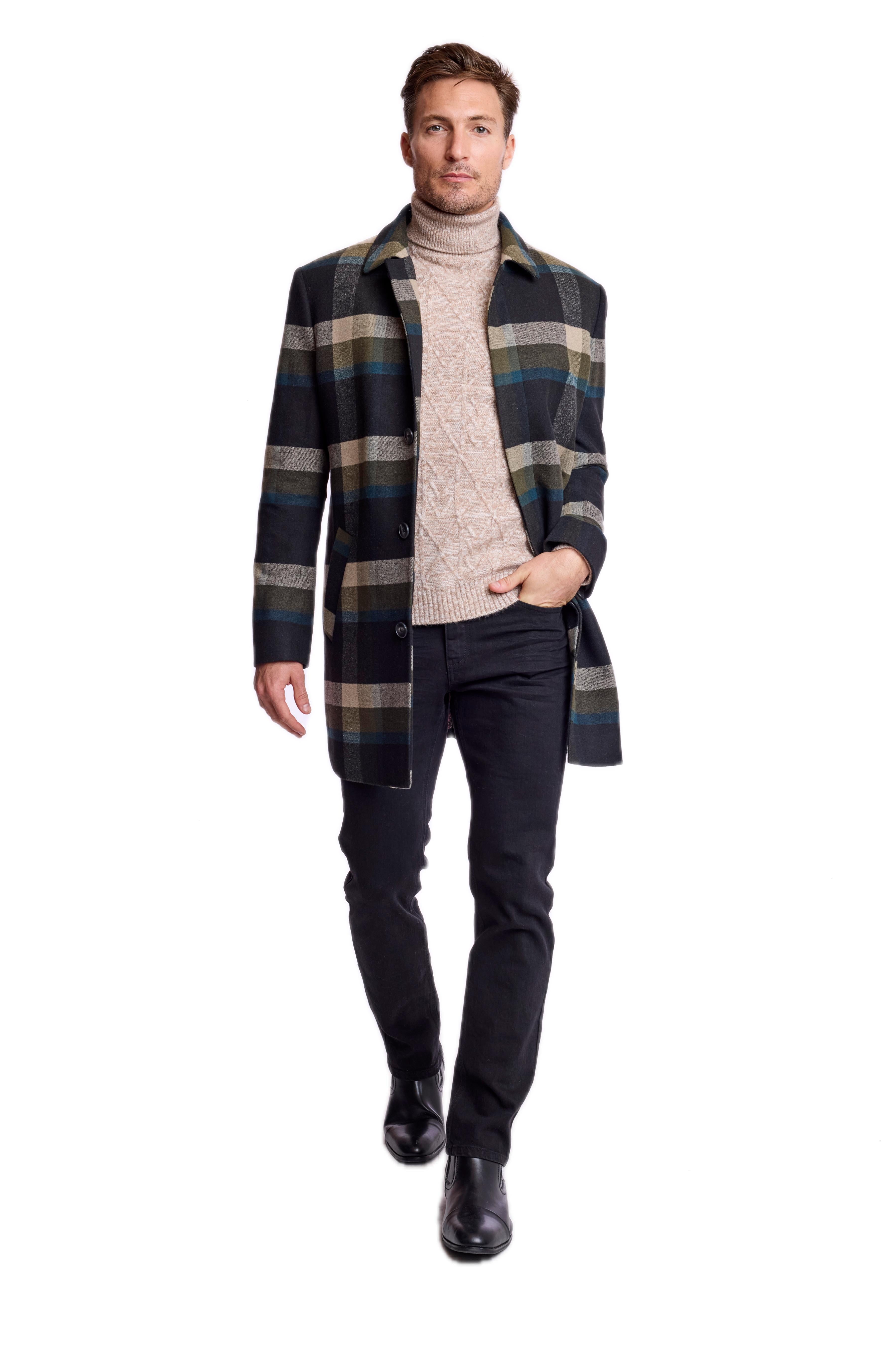 Topper Overcoat - slim - Khaki Buffalo Plaid
