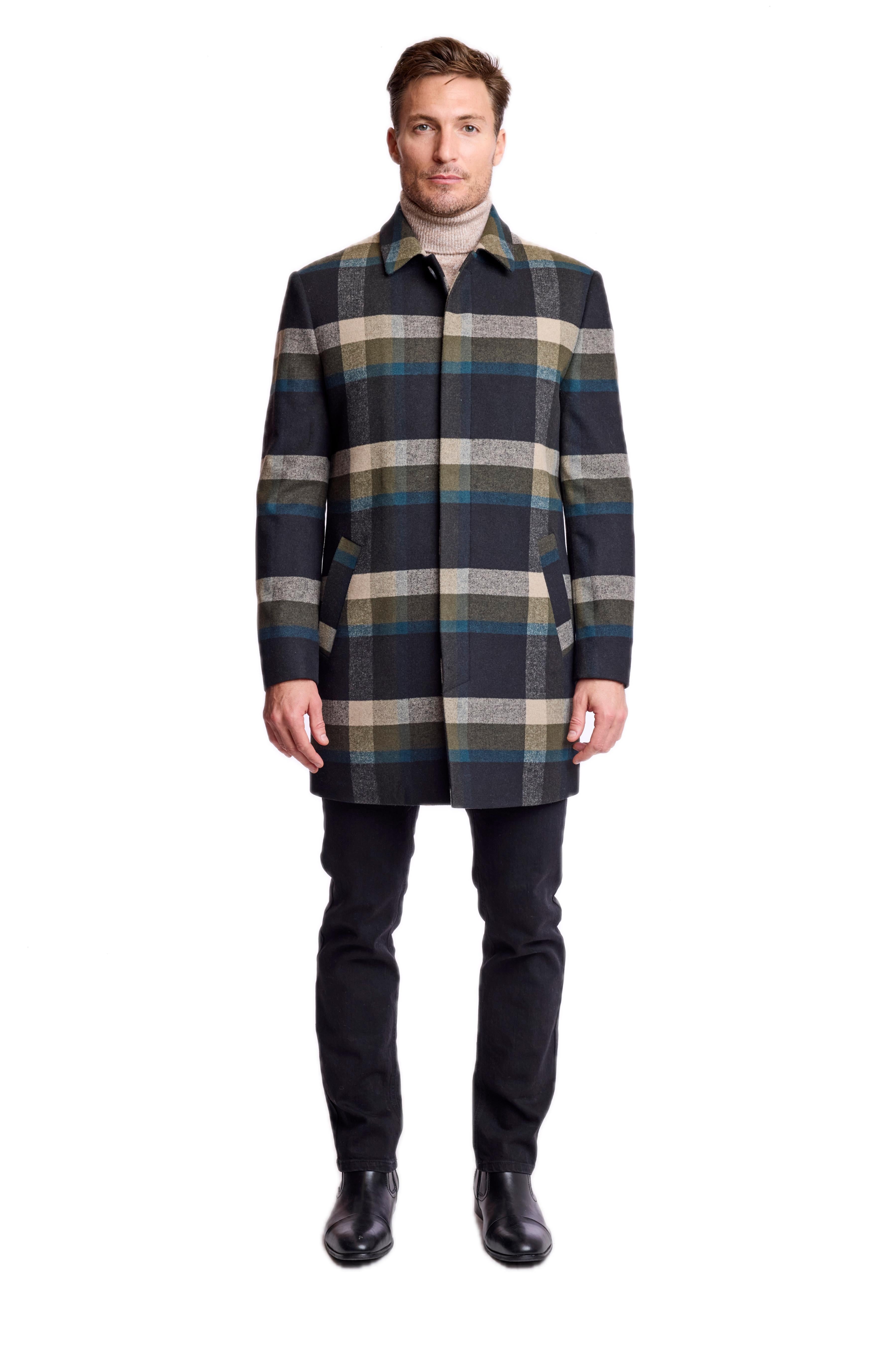 Topper Overcoat - slim - Khaki Buffalo Plaid