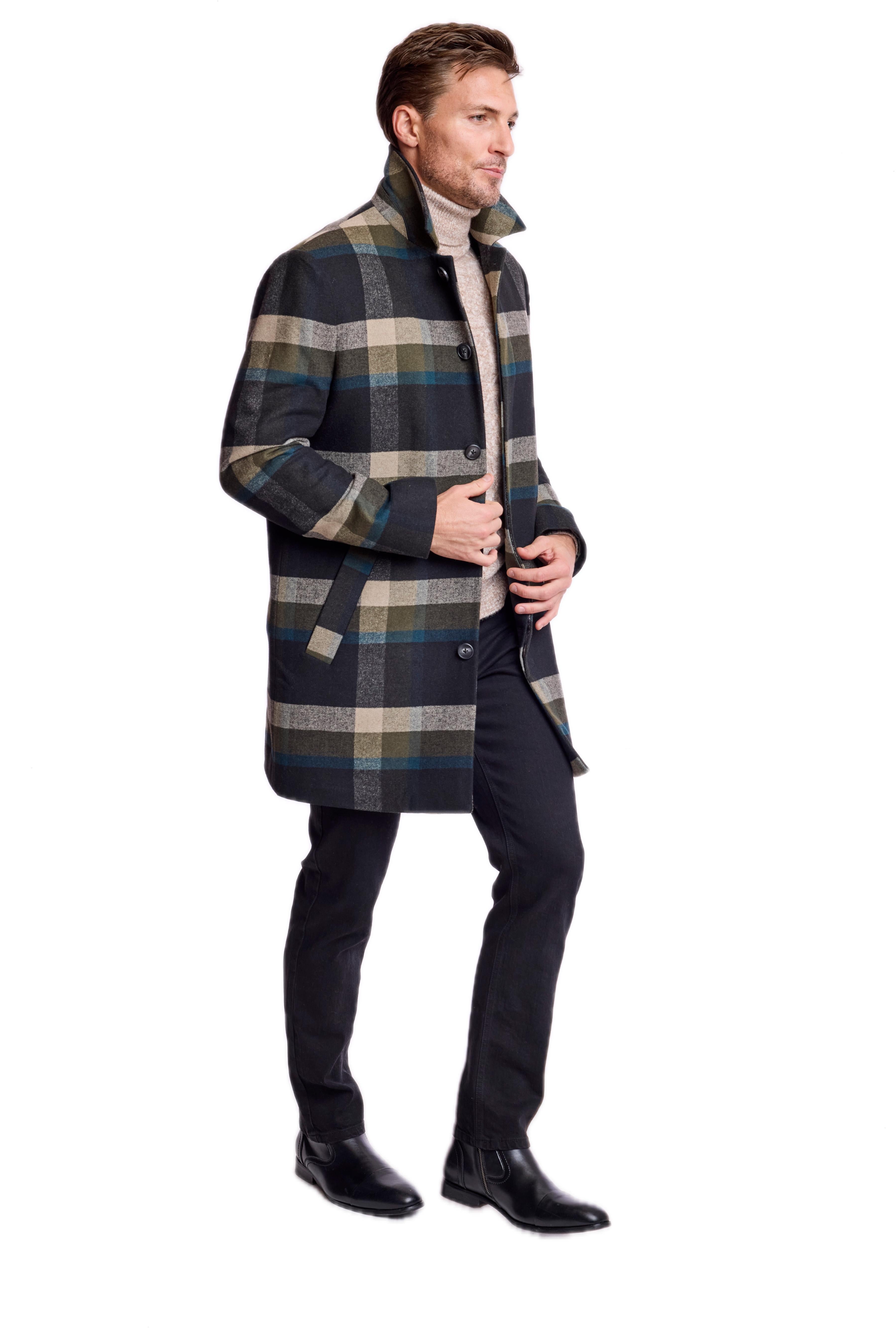 Topper Overcoat - slim - Khaki Buffalo Plaid