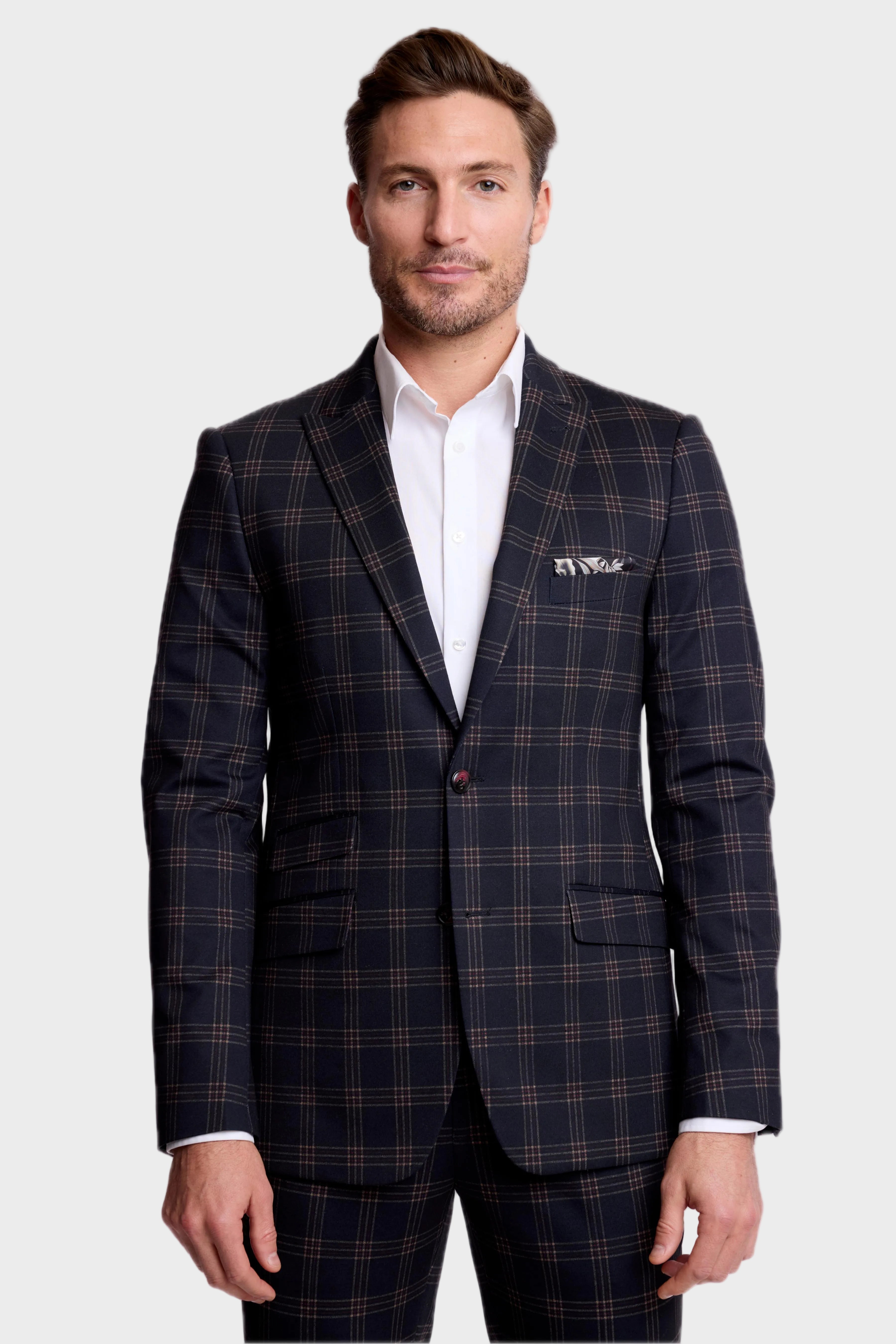 Ashton Peak Jacket - slim - Black Red Knit Plaid