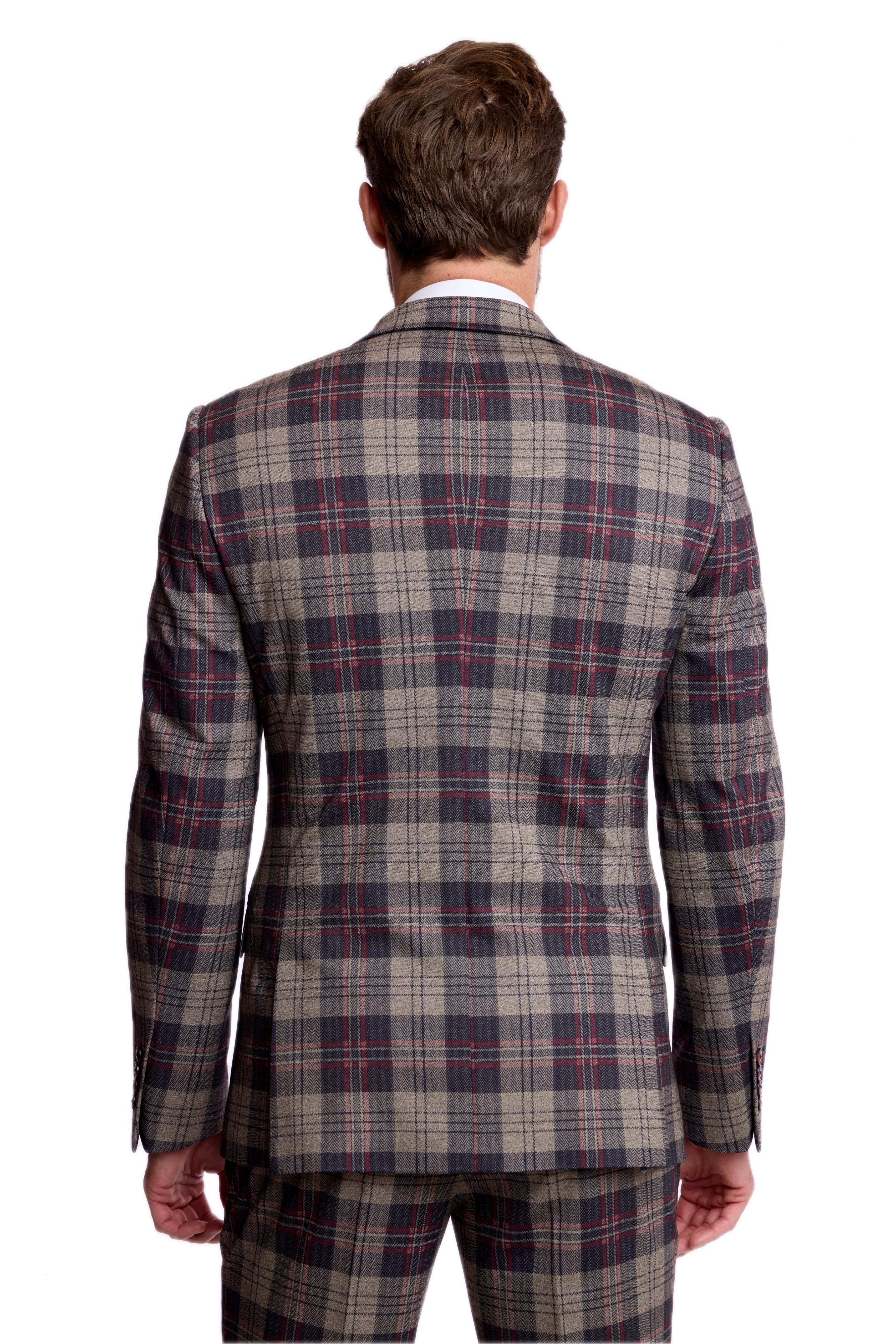 Dover Notch Jacket - slim - Blk Bg Red Herringbone Knit Plaid