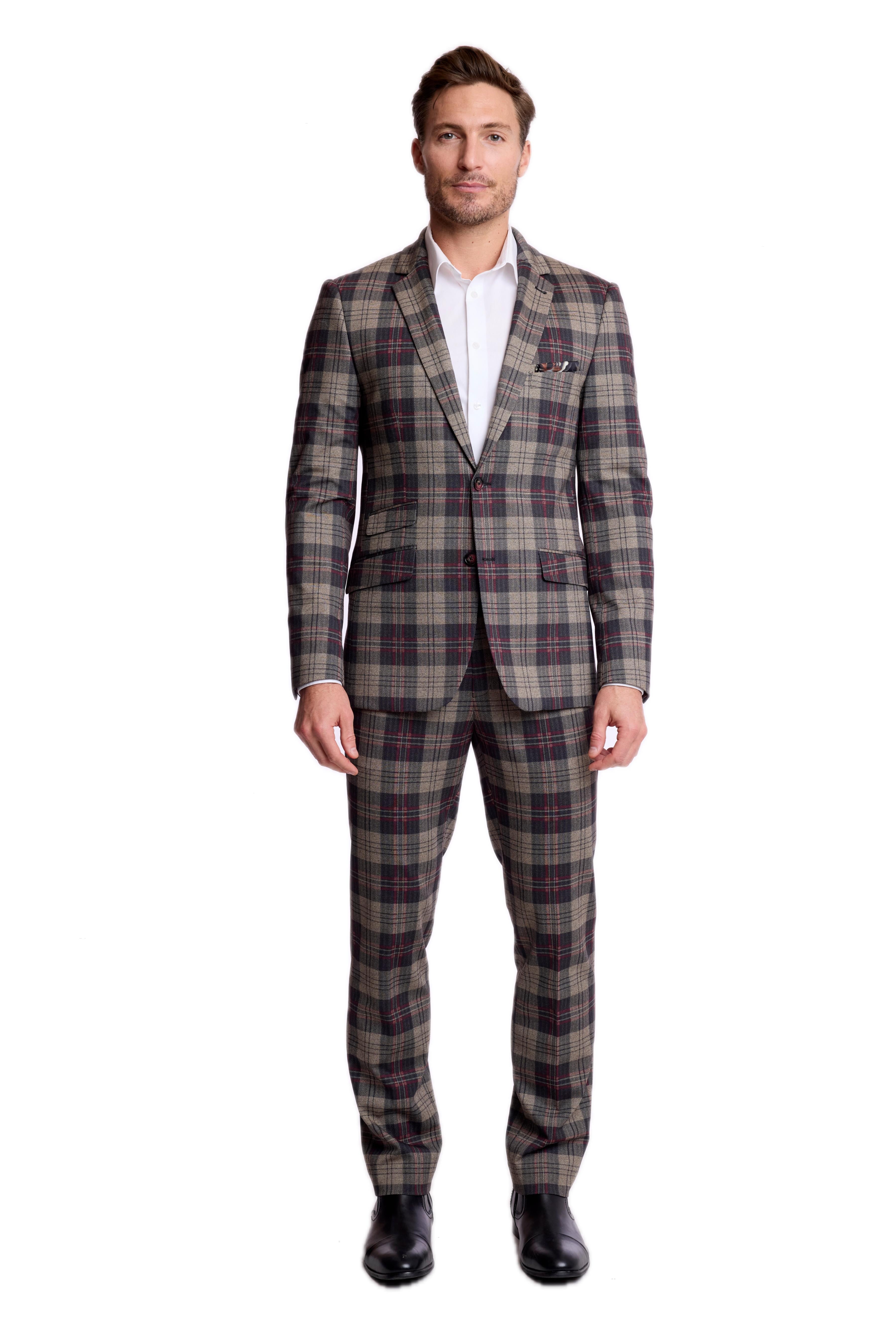Dover Notch Jacket - slim - Blk Bg Red Herringbone Knit Plaid