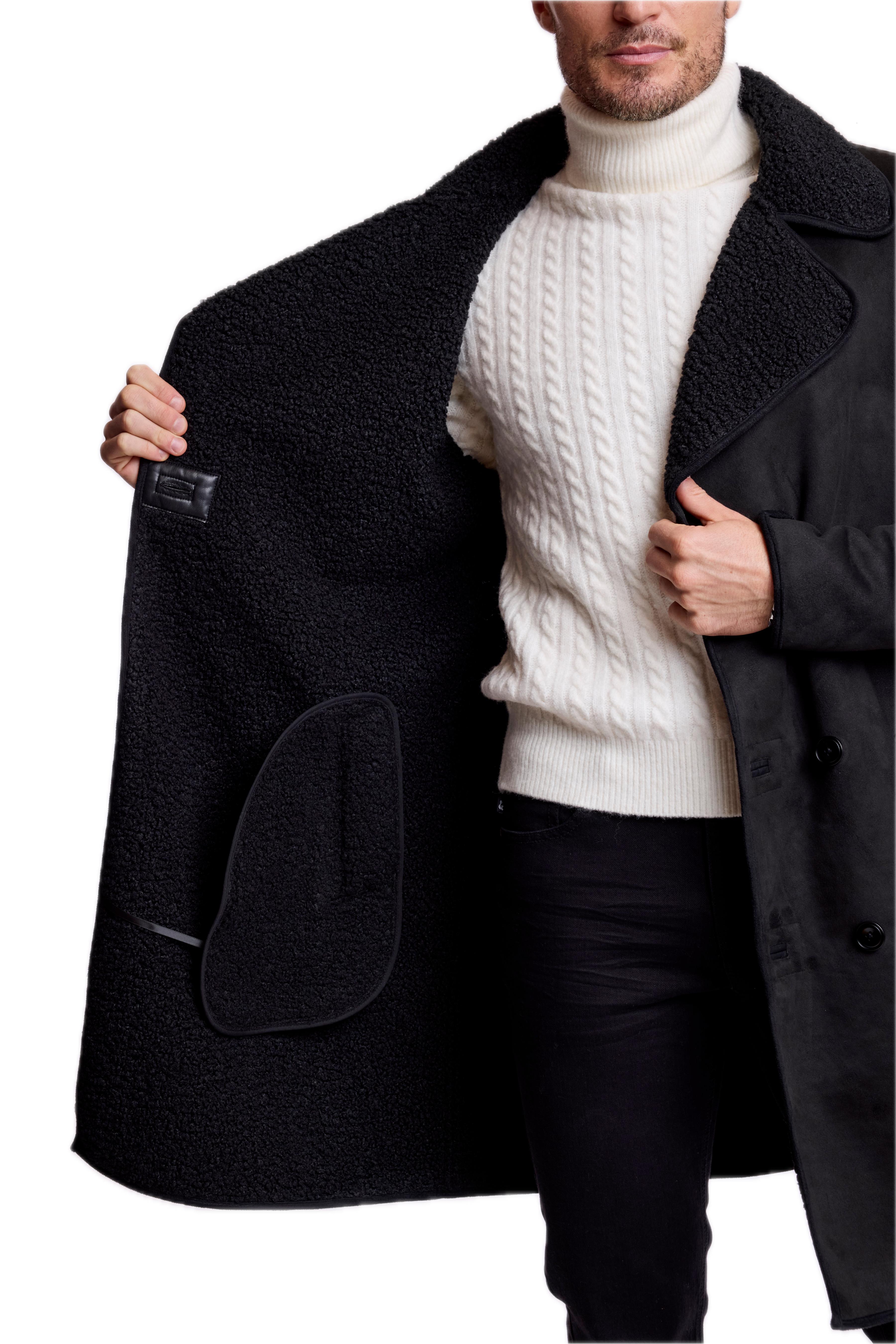 DB Faux Shearling Overcoat - slim - Blackout