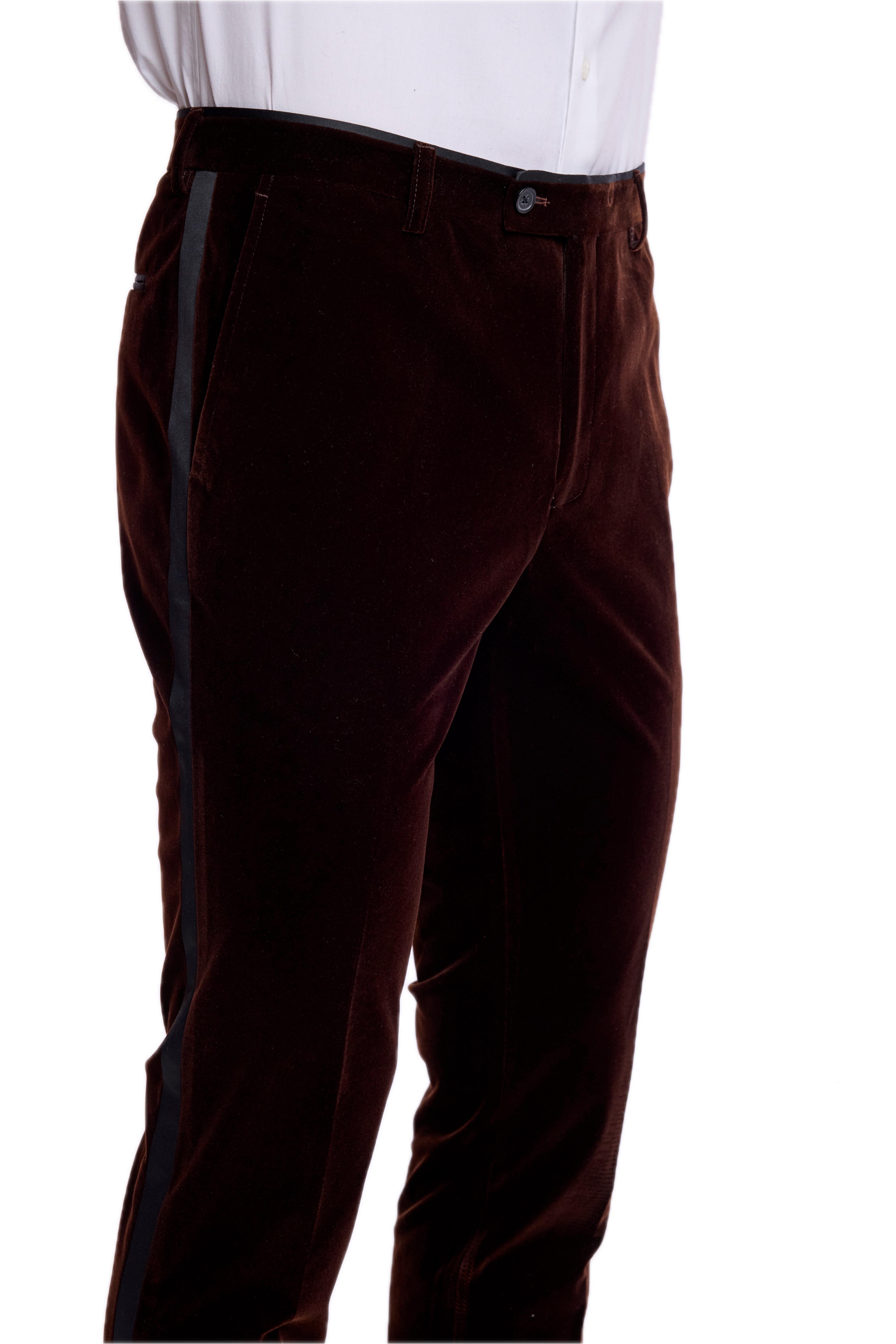Sloane Stretch Tux Pants - slim - Brown Velvet
