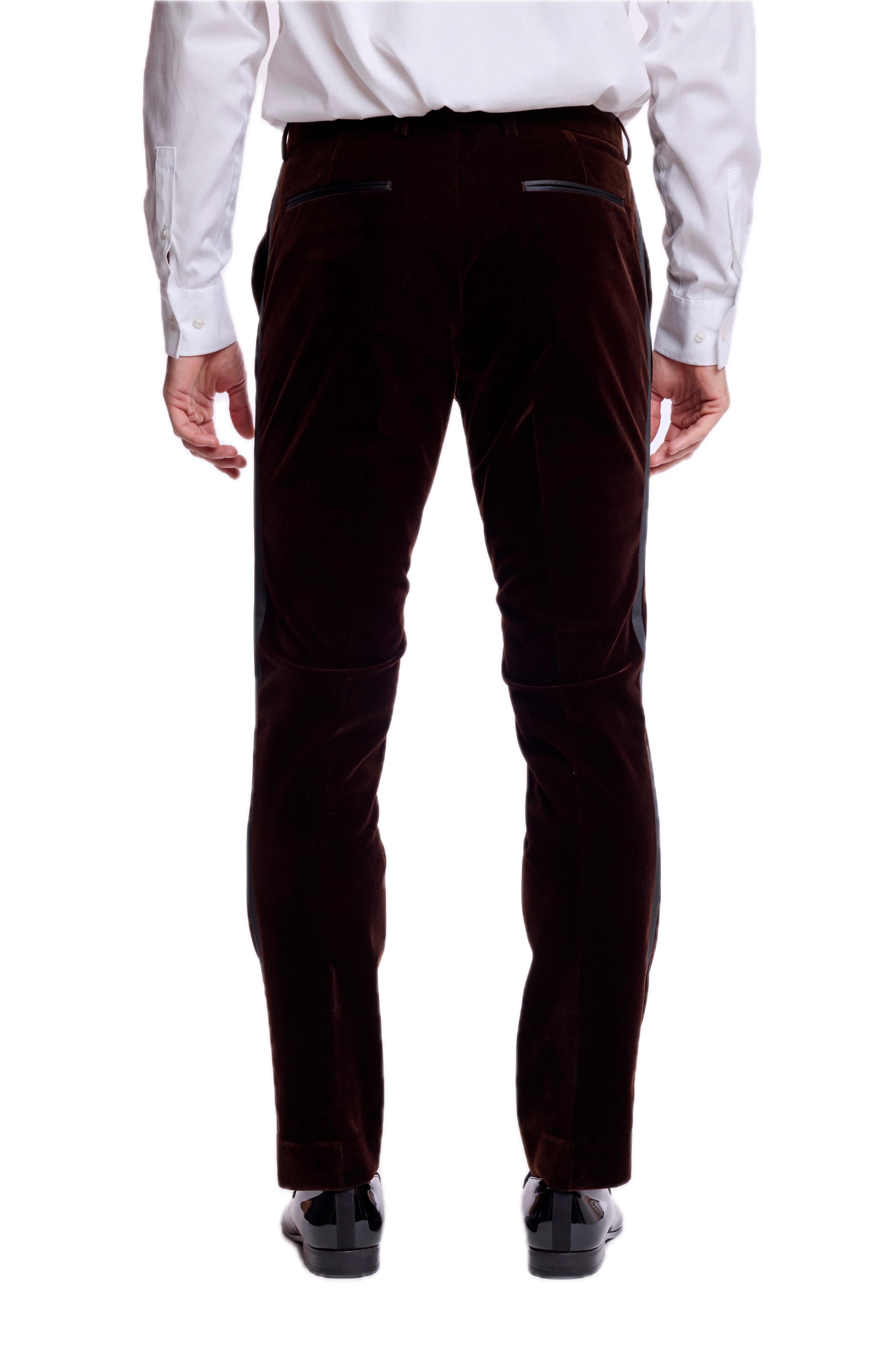 Sloane Stretch Tux Pants - slim - Brown Velvet