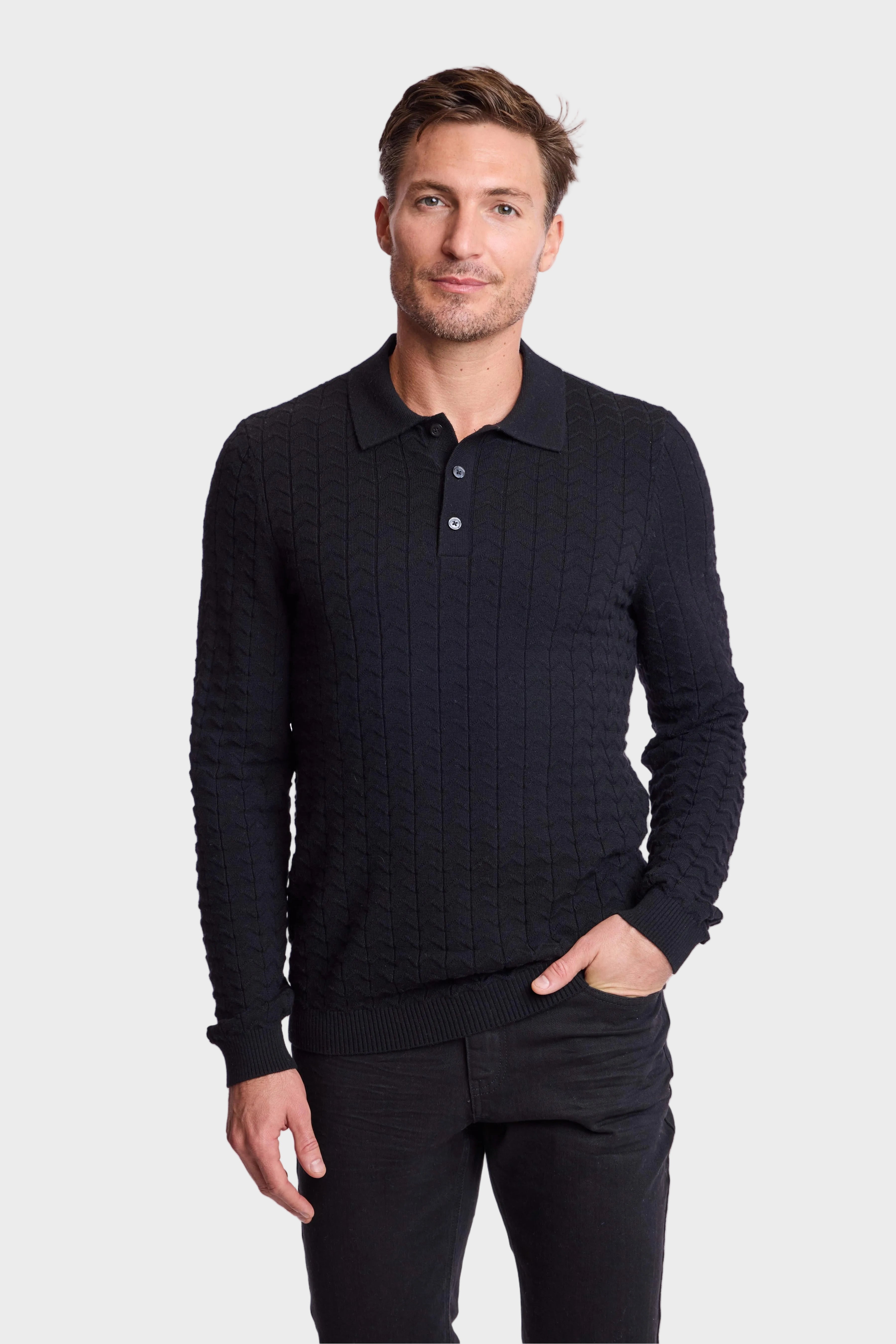 3 Button Polo - Black Nightfall