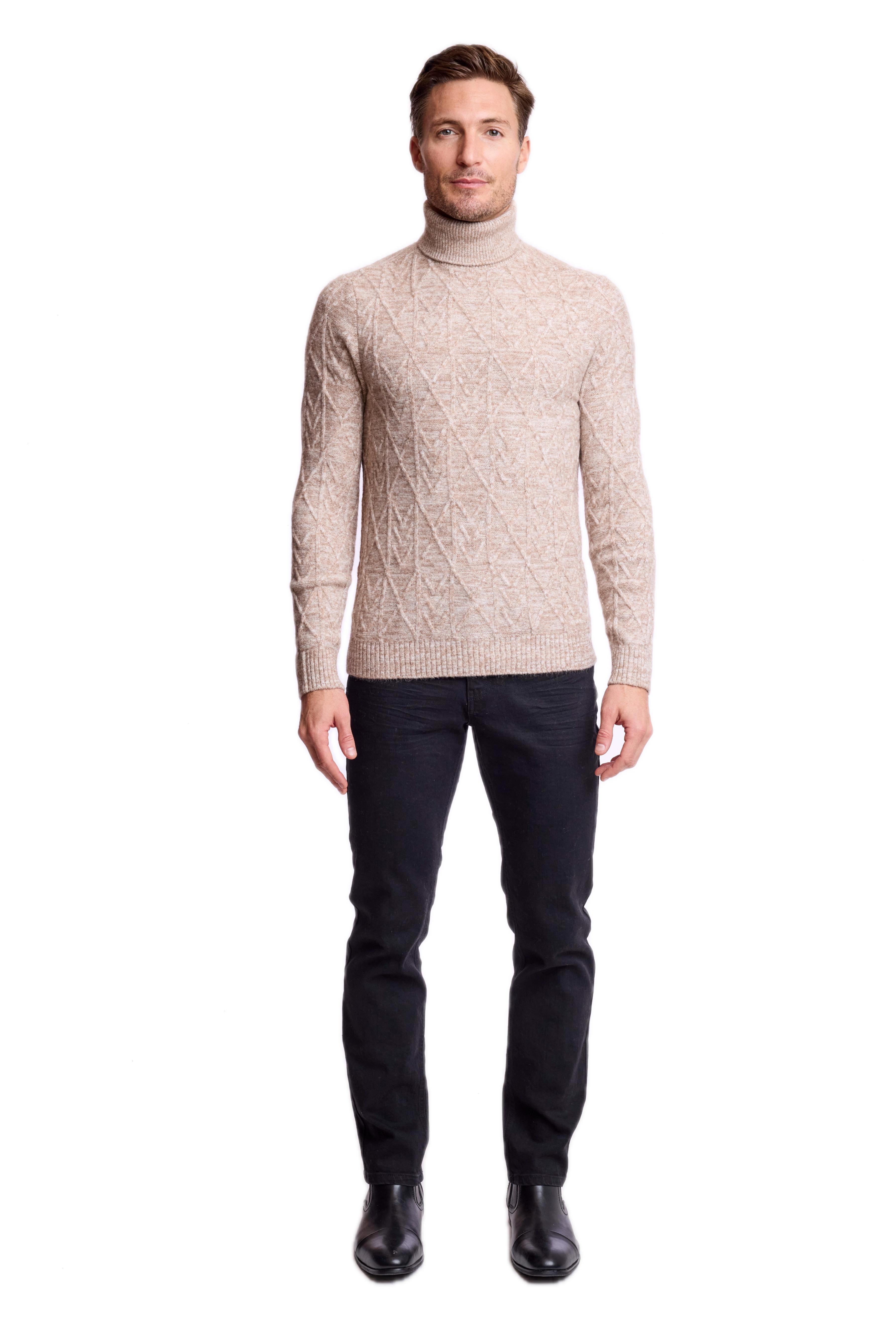 Chunky Turtleneck - Beige Tan Marled