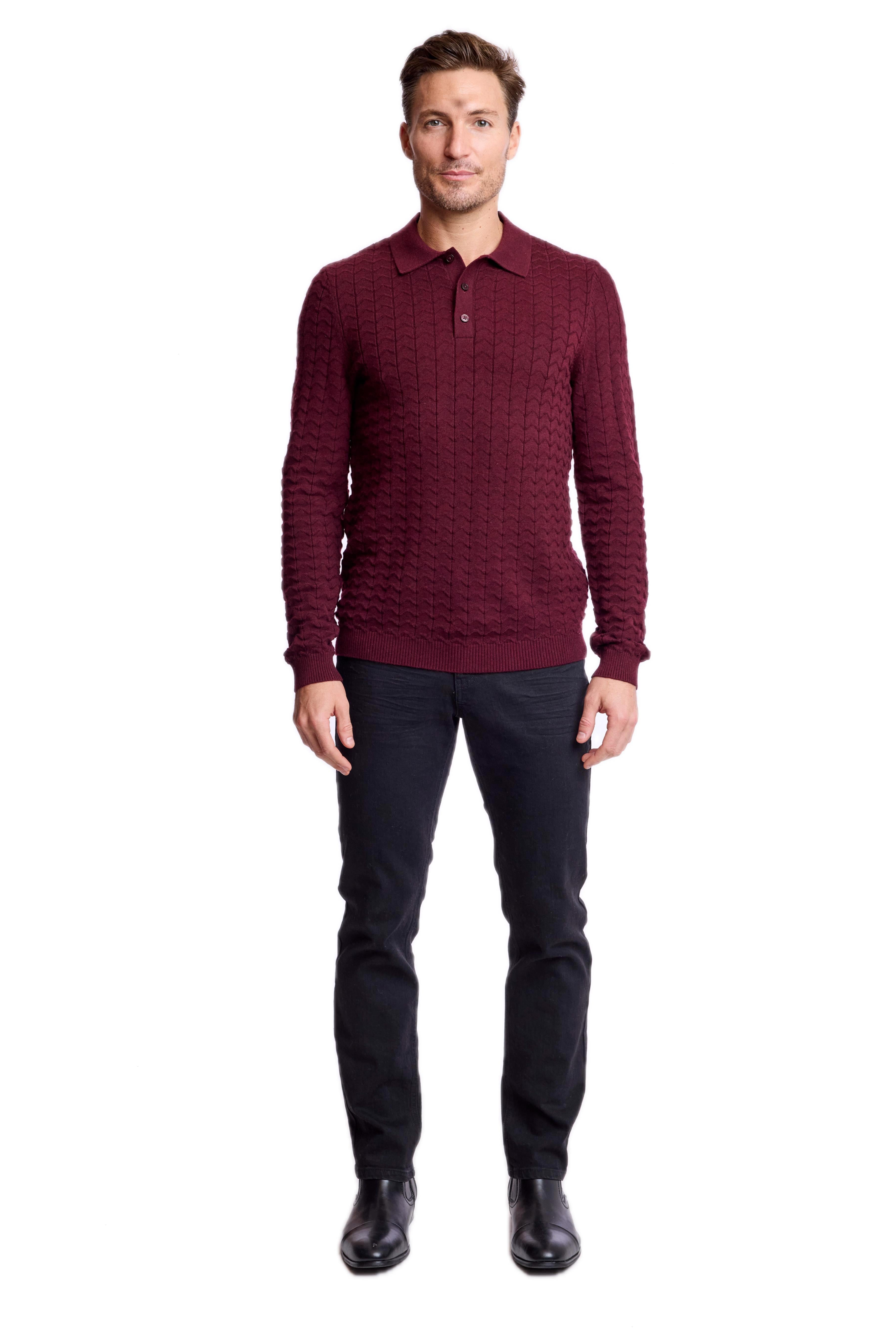 3 Button Polo - Burgundy Bordeaux