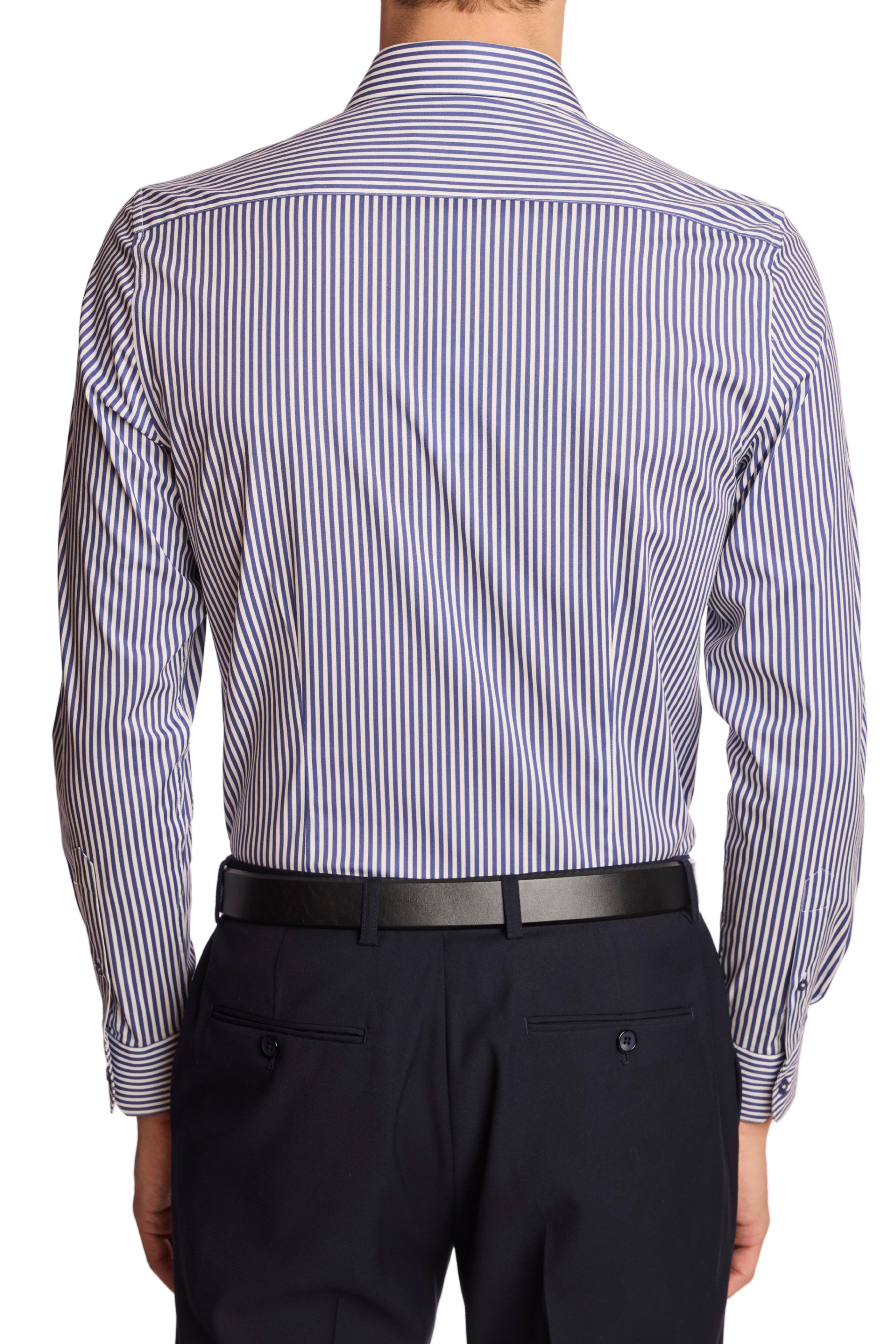 Samuel Spread Collar Shirt - Future Dusk Stripes