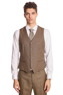  Modern Fit - Eaton 5 Button Vest - Dark Khaki Shark