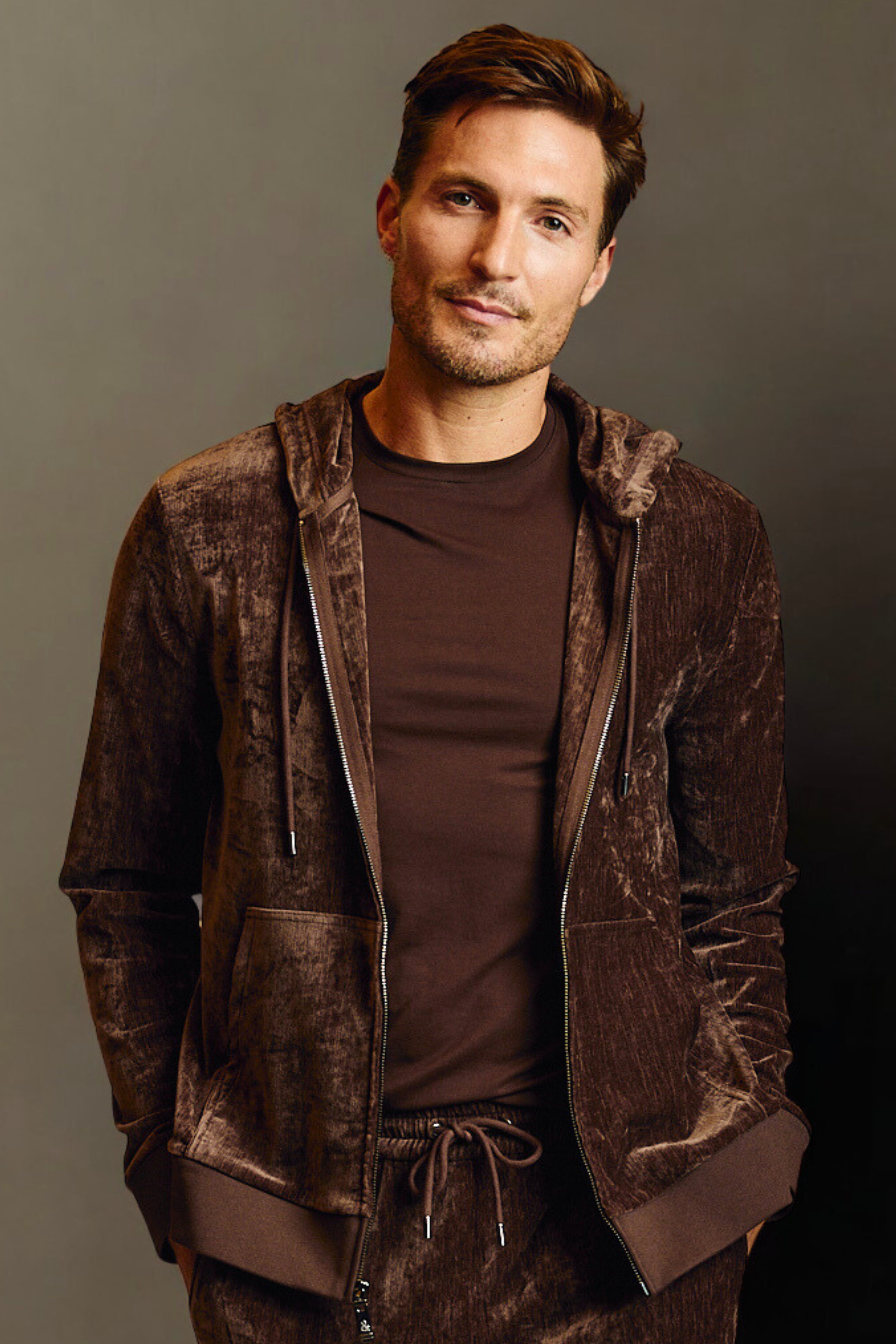 Velvet Zip-Up Hoody - Chocolate Brown Velvet