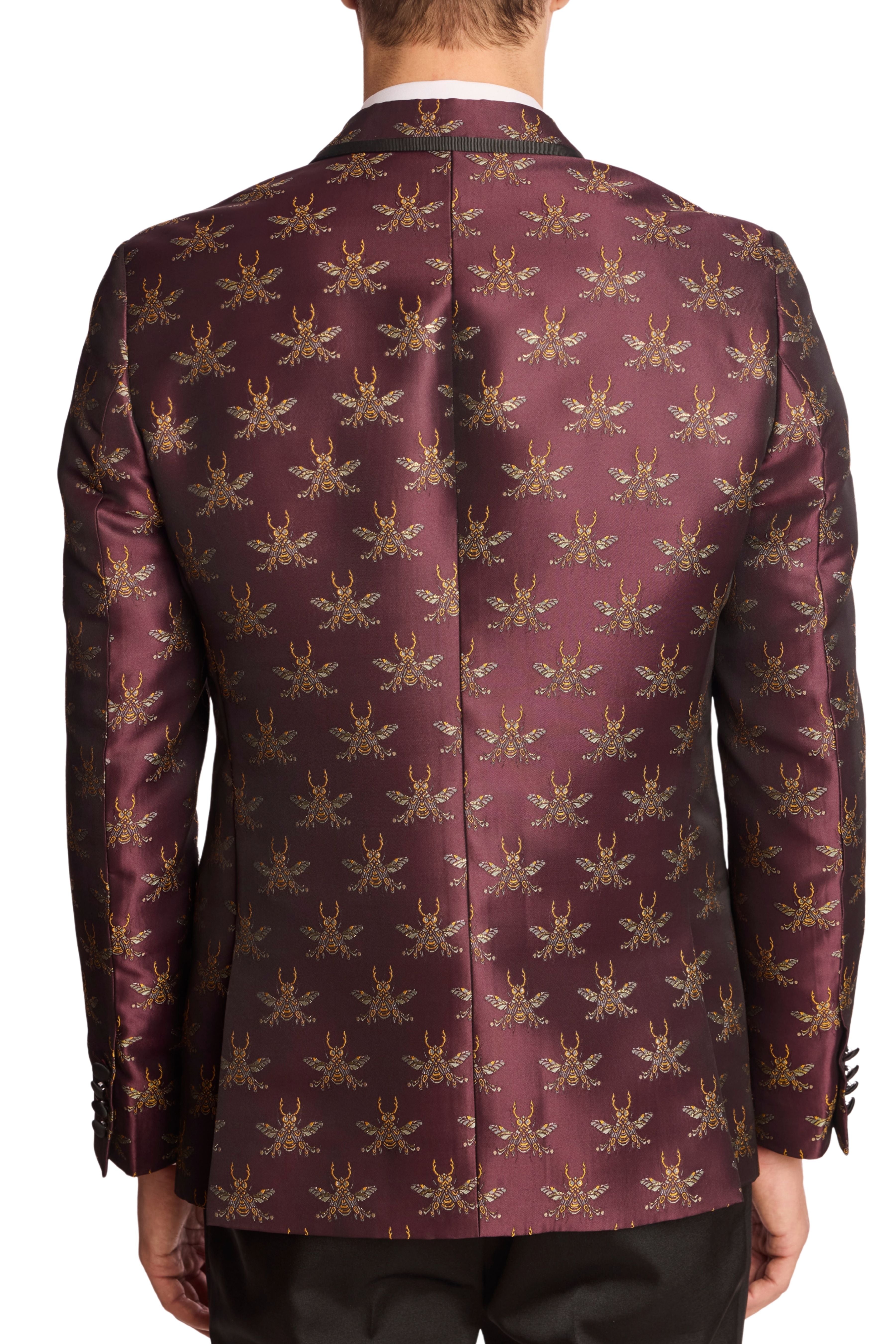 Grosvenor Peak Tux Jacket - slim - Cherry Lacquer Bees