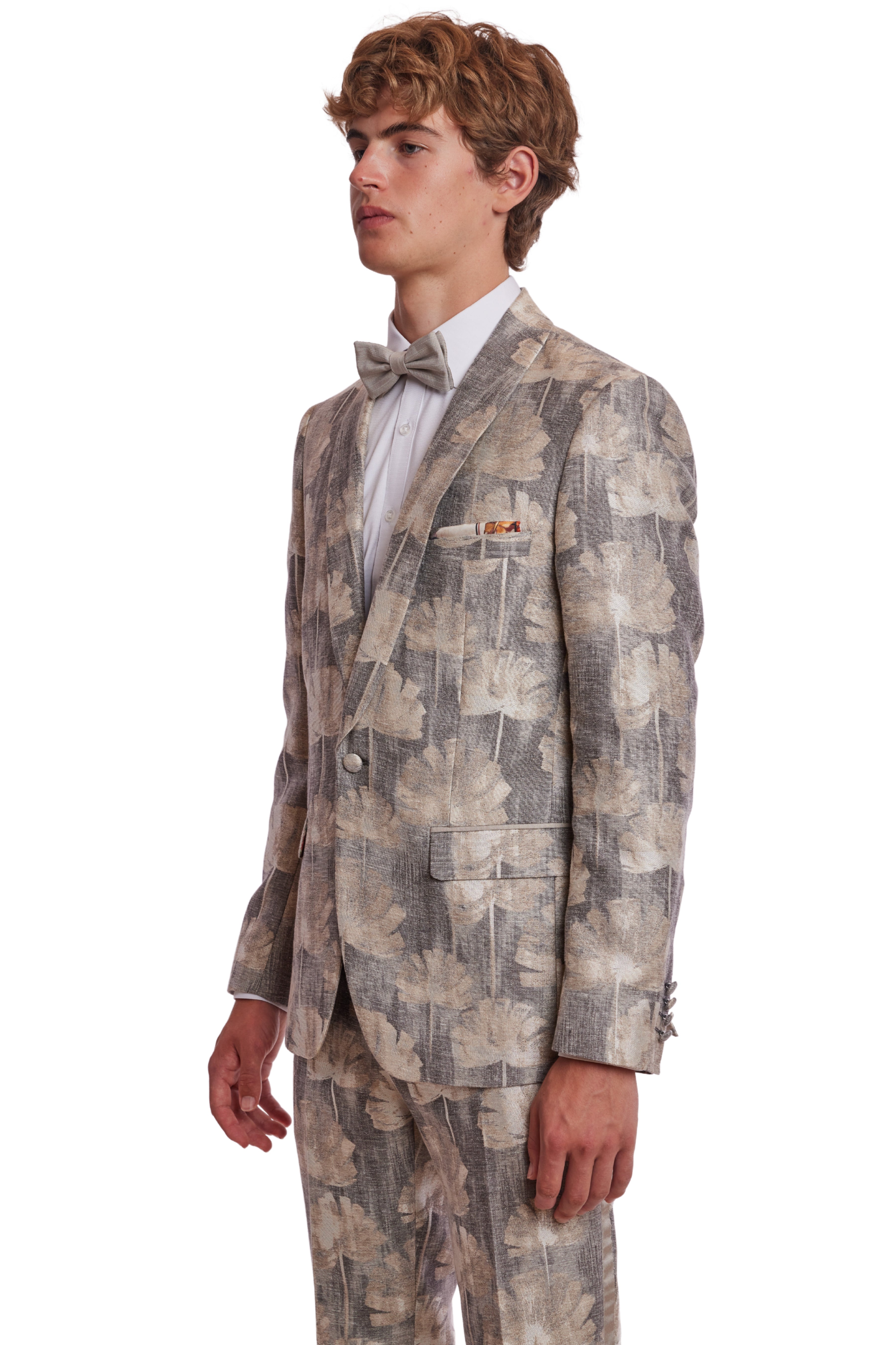 Regent Shawl Tux Jacket - slim - Beige Haze Floral