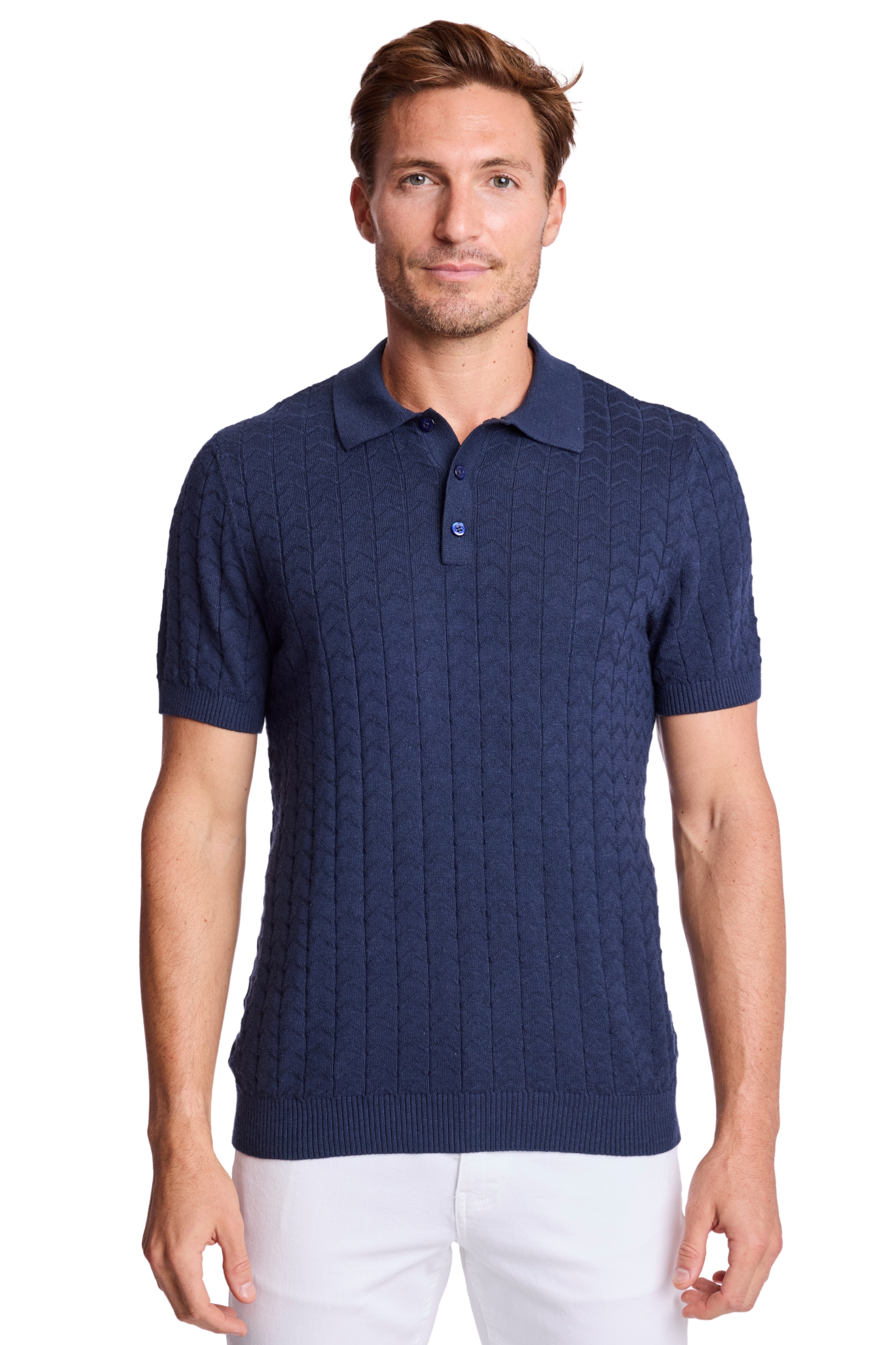 3 Button Polo - Crisp Navy