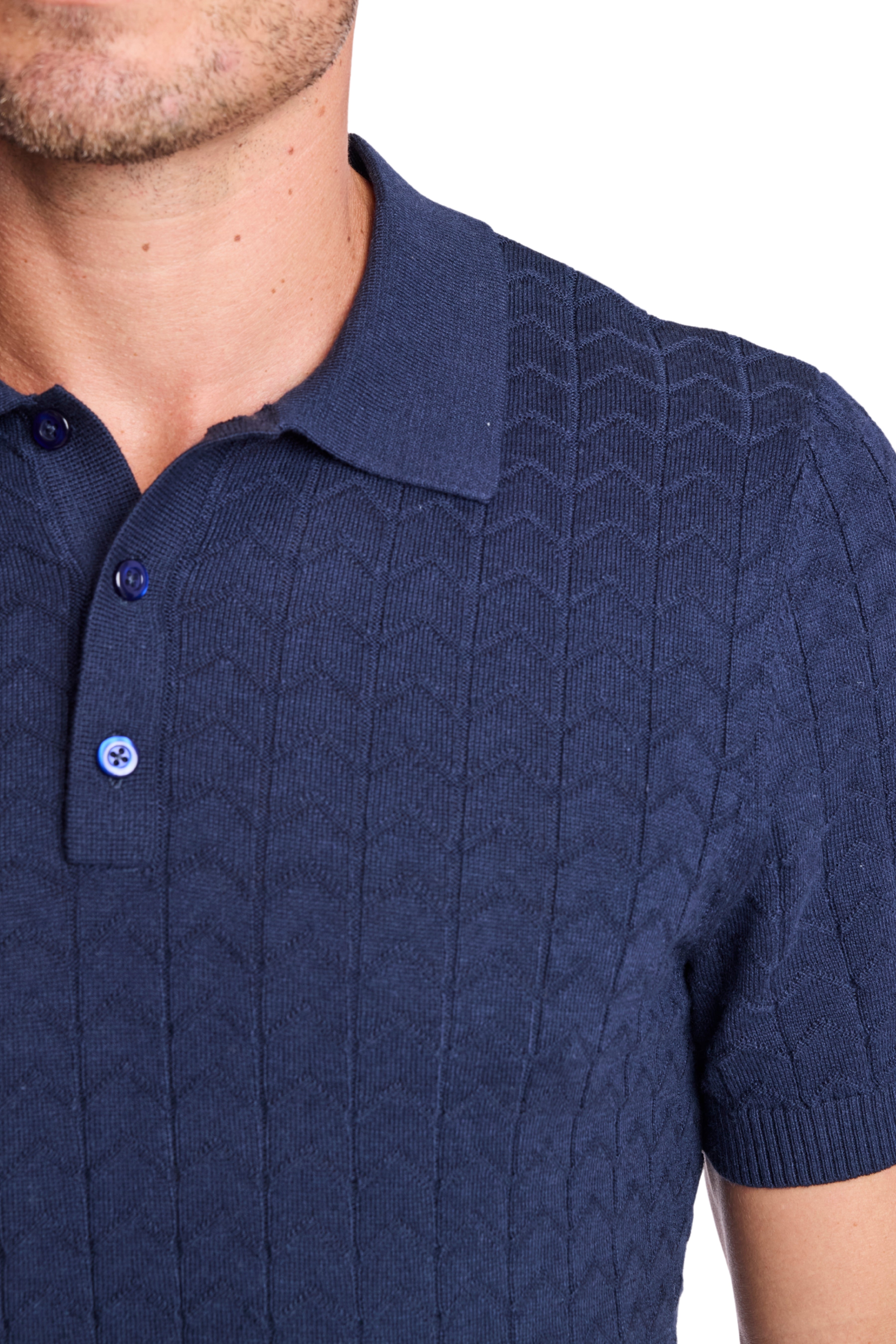 3 Button Polo - Crisp Navy
