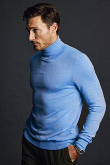  Luxe Fine Gauge Turtleneck - Light Blue