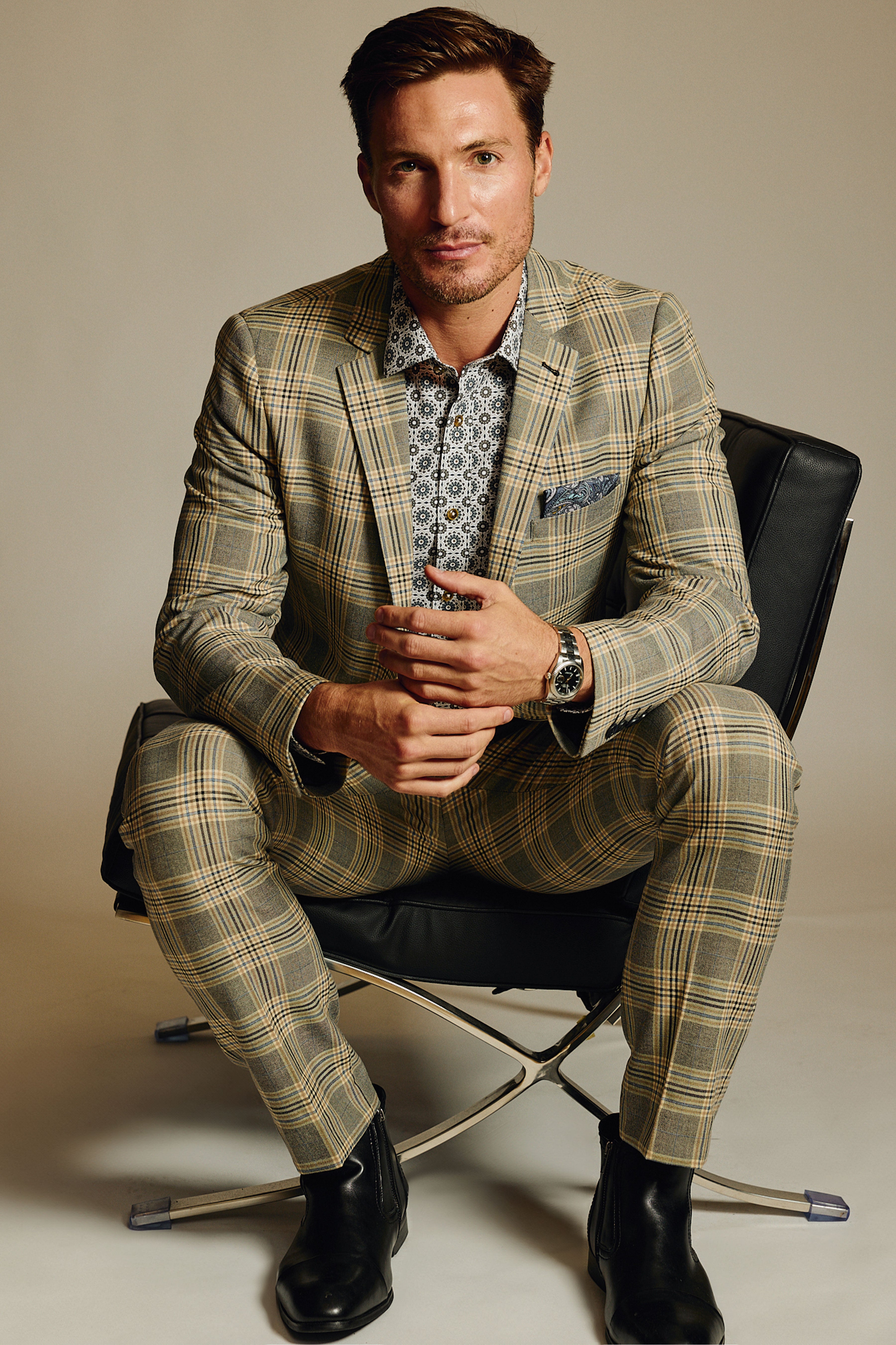 Dover Notch Jacket - slim - Blue & Grey Check