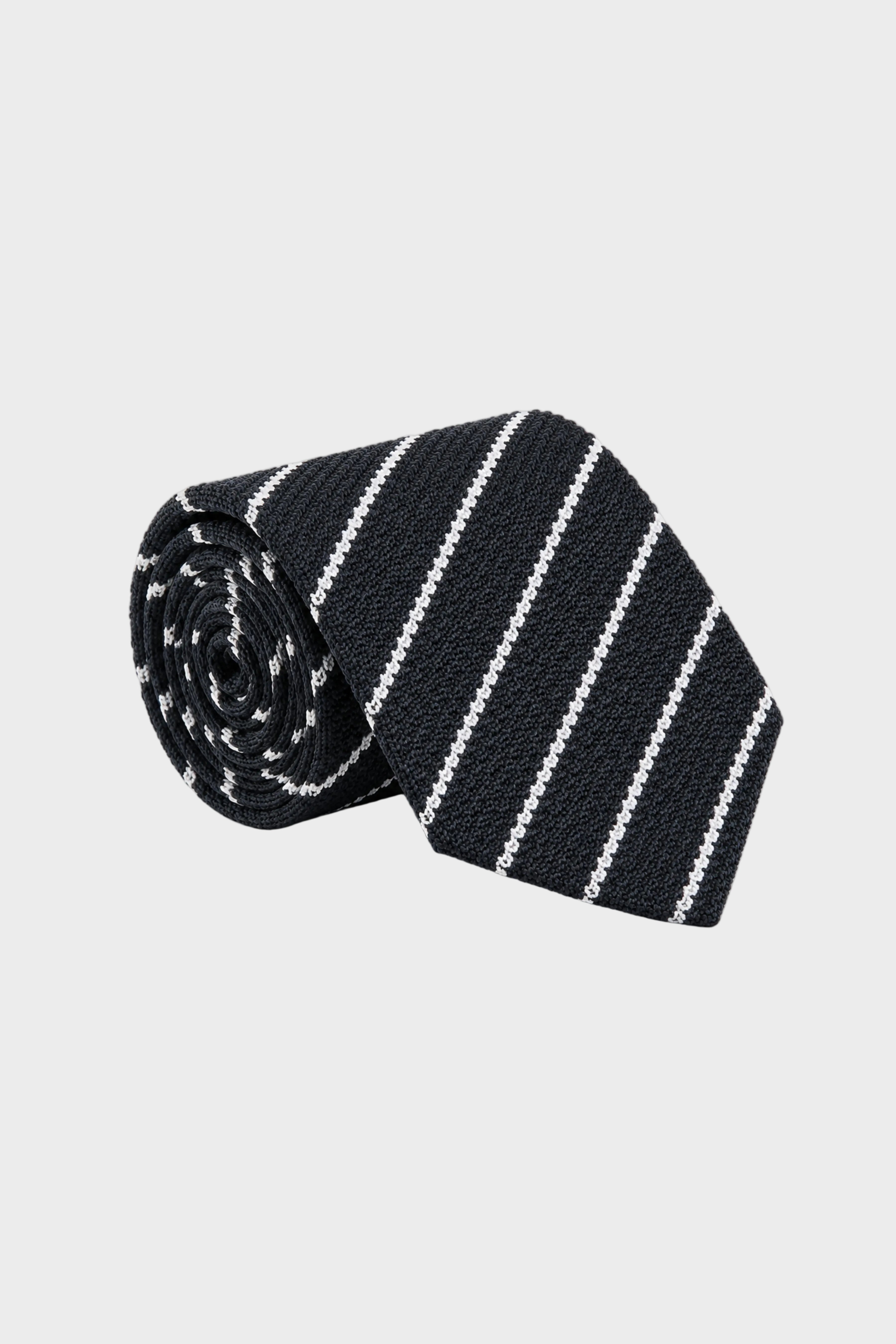 Stanley Striped Knit Tie - DK Navy Stripe