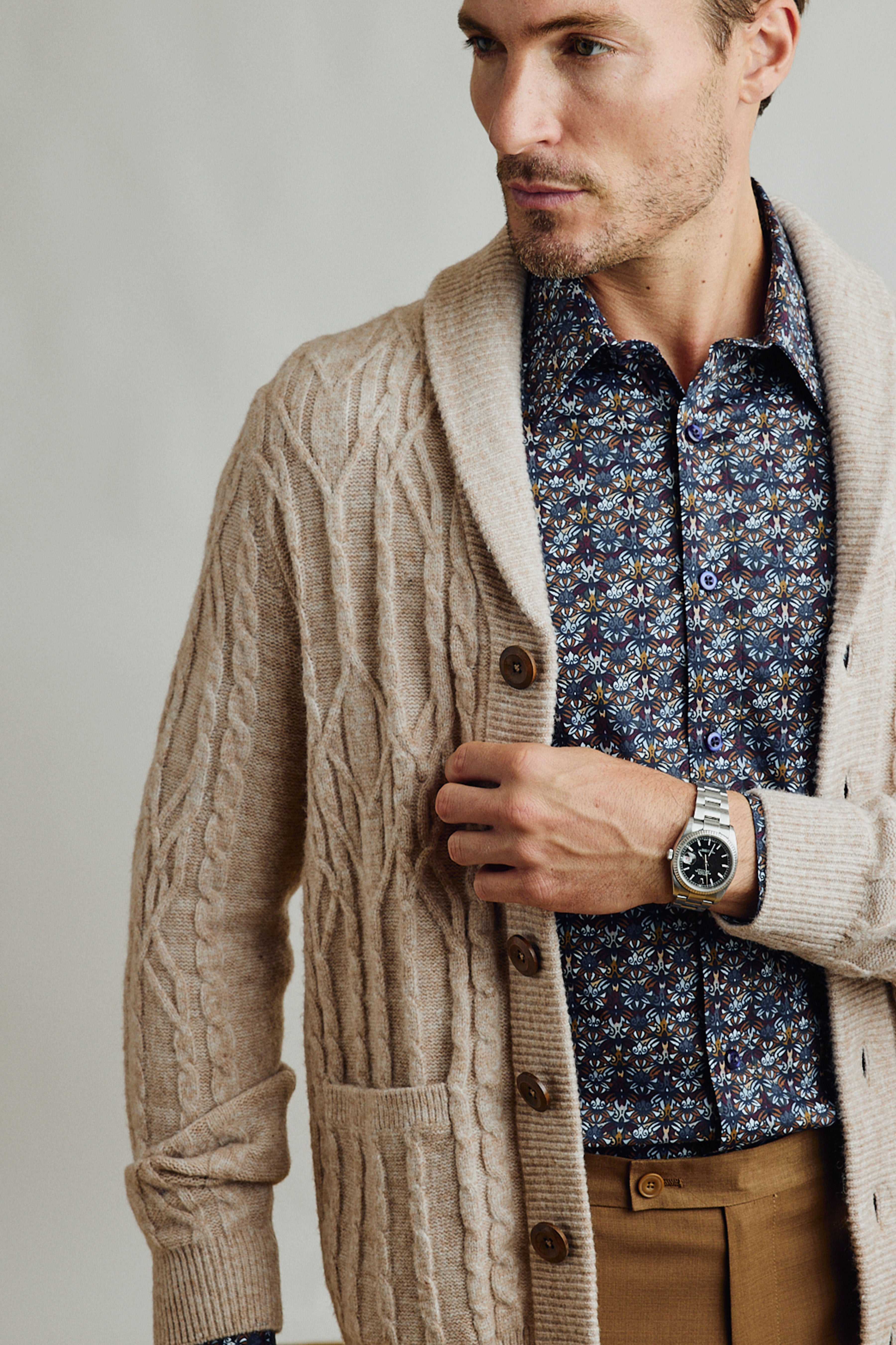 Shawl Collar Cardigan - Mist