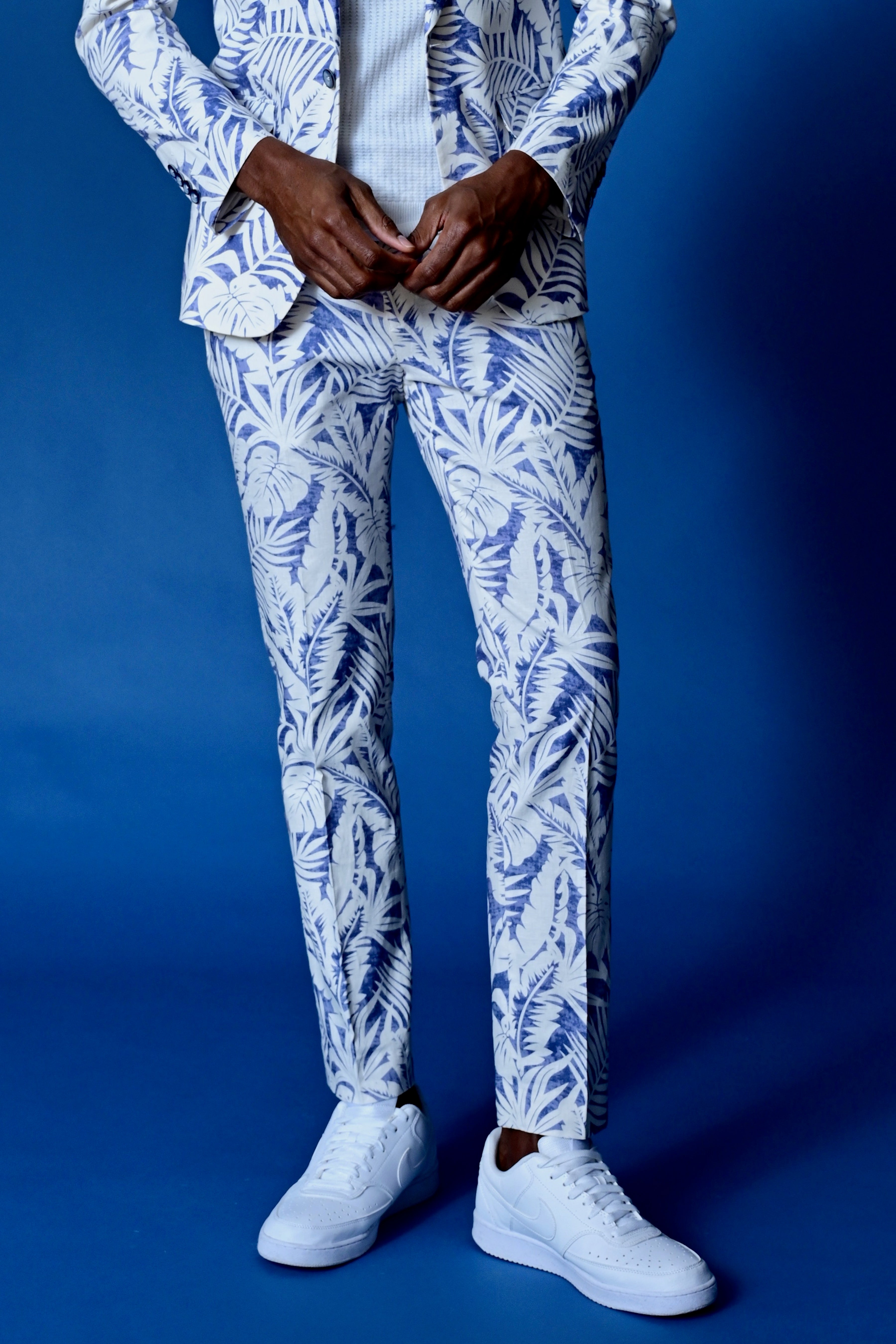 Downing Pants - slim - Faded Blue Leaf