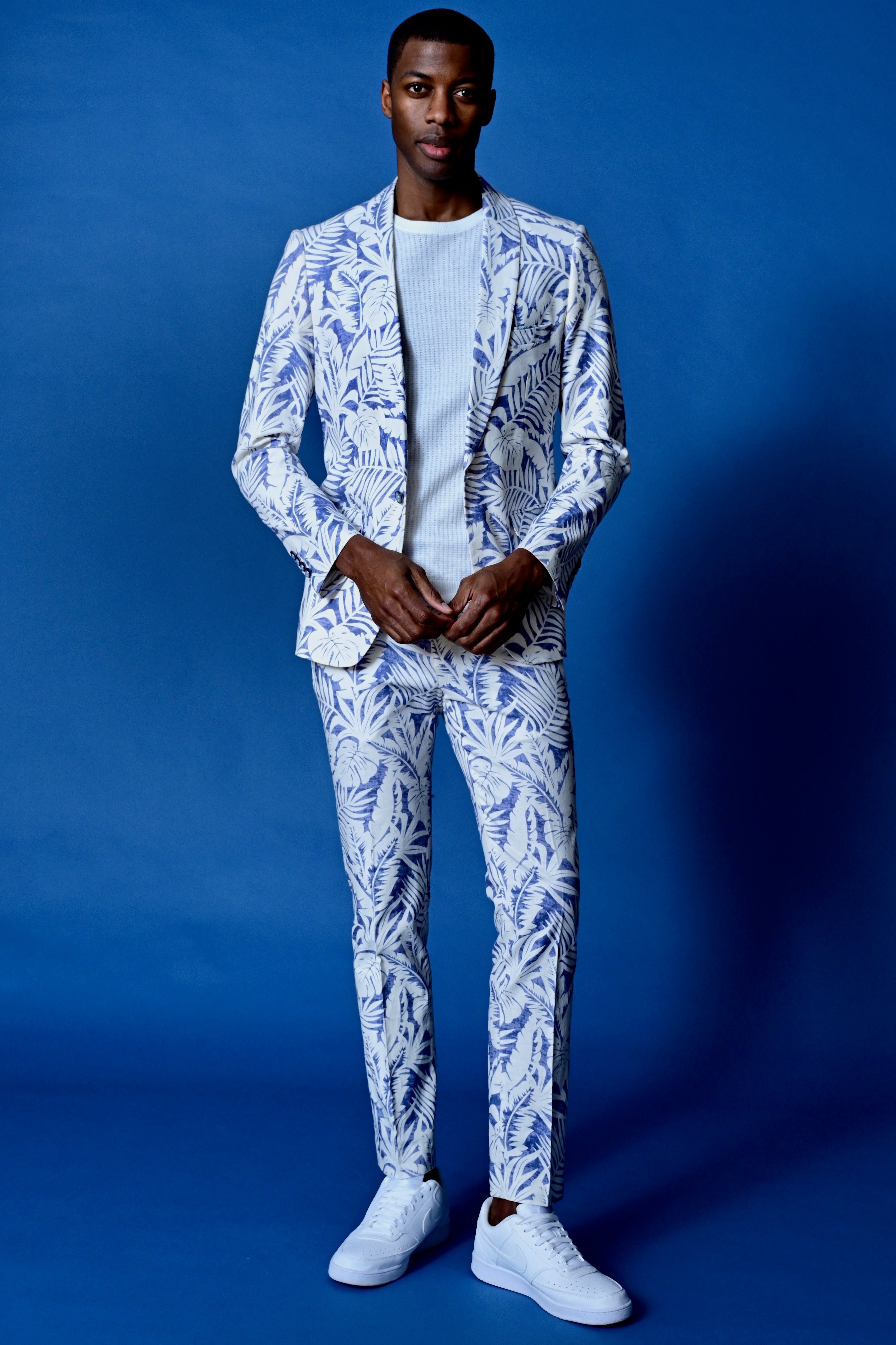 Downing Pants - slim - Faded Blue Leaf