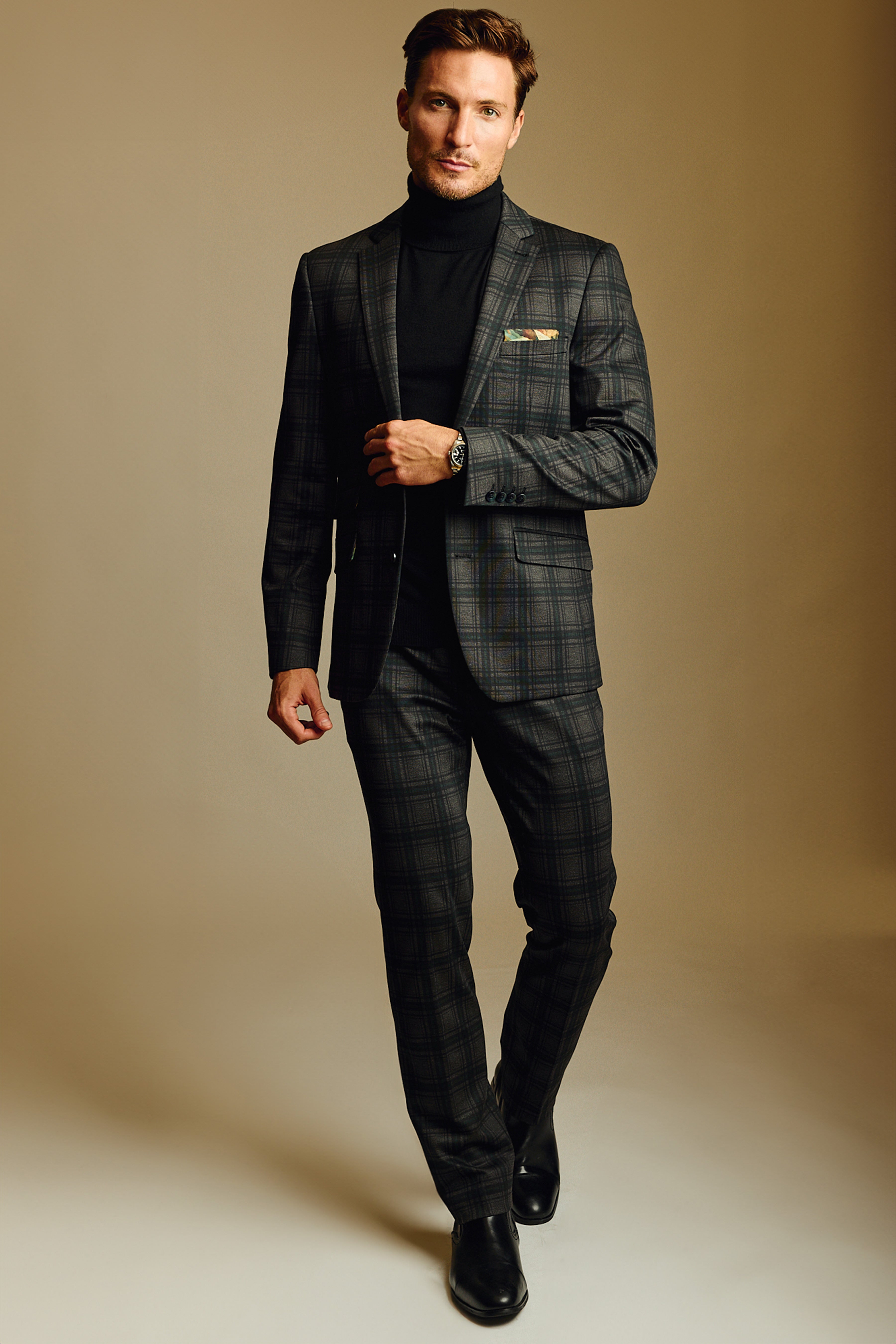 Dover Notch Jacket - slim - Green Charcoal Plaid