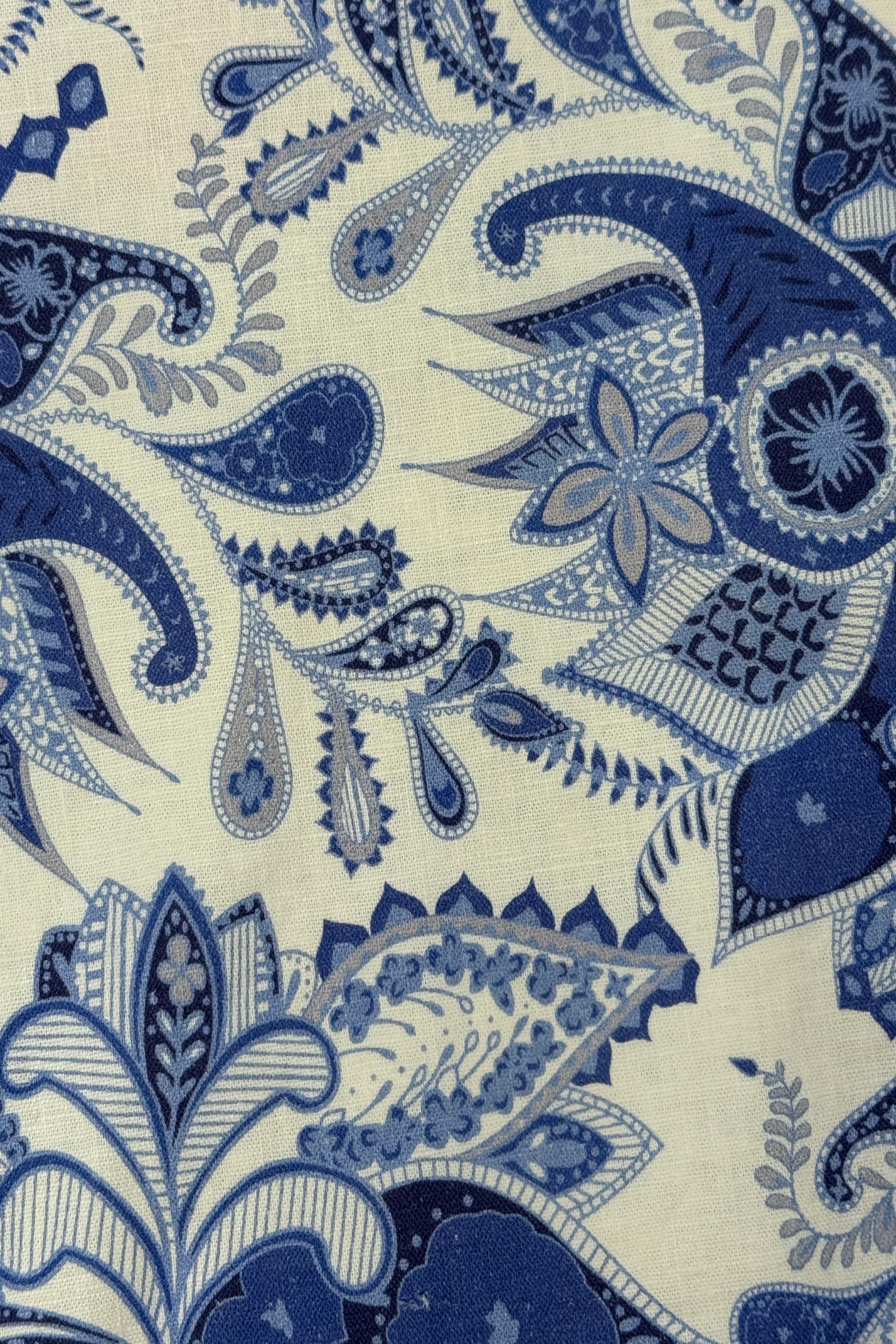 Camp Collar Shirt - Indigo White Paisley