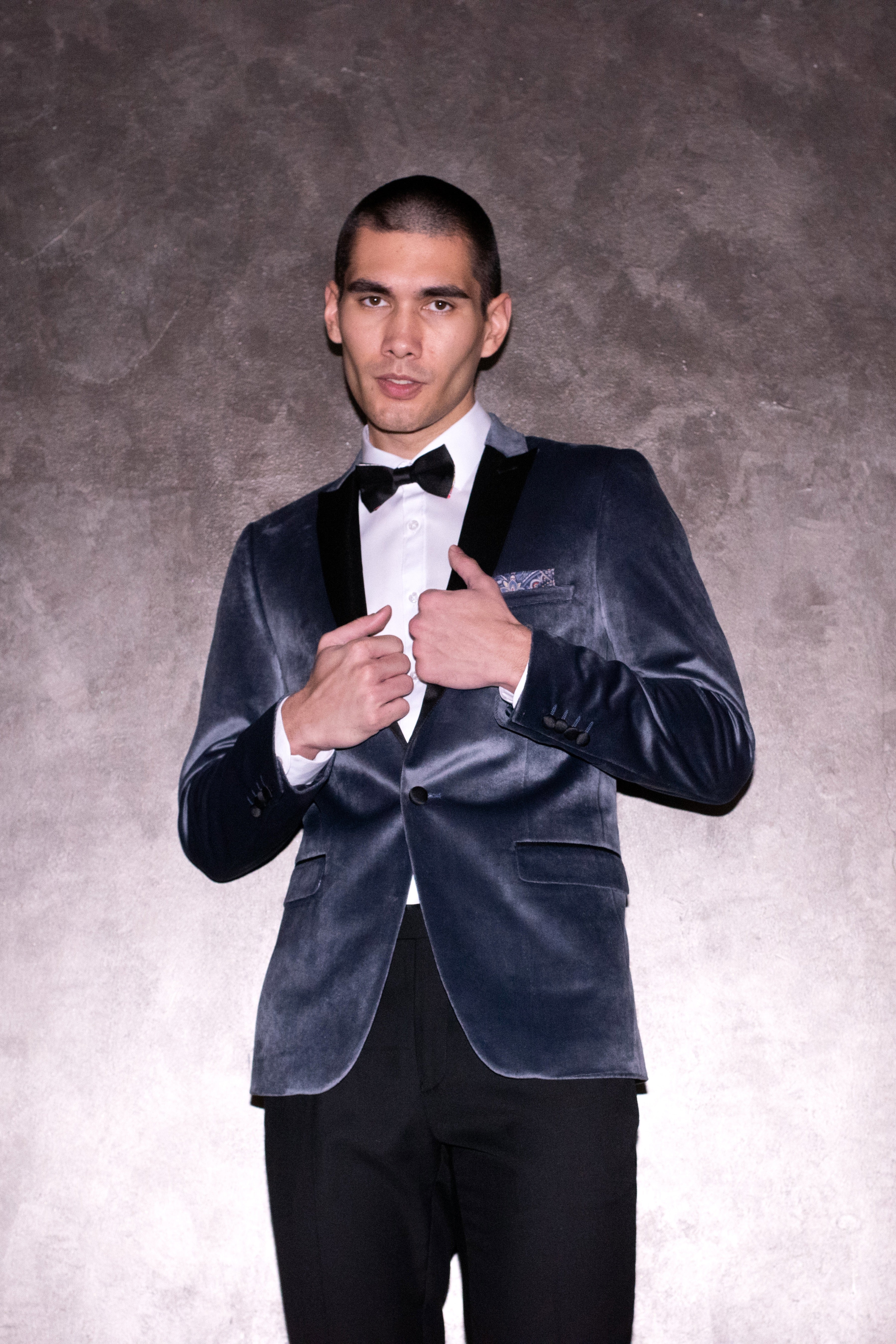 Grosvenor Peak Tux Jacket - slim - Dolphin Grey Velvet