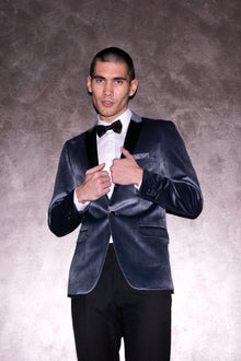  Grosvenor Peak Tux Jacket - slim - Dolphin Grey Velvet